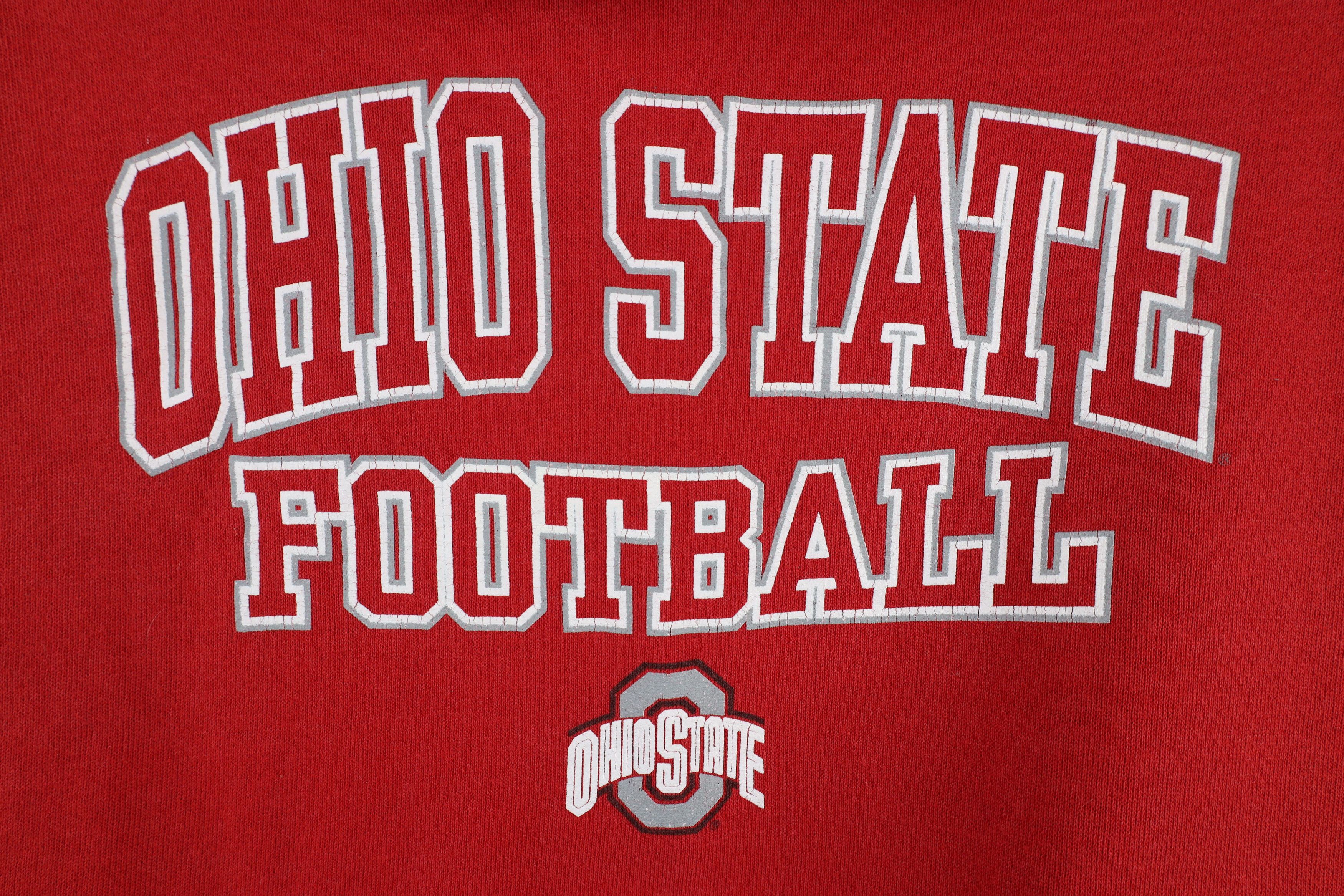 Vintage Vintage 90s Ohio State University Football Hoodie Red Size L / US 10 / IT 46 - 4 Thumbnail