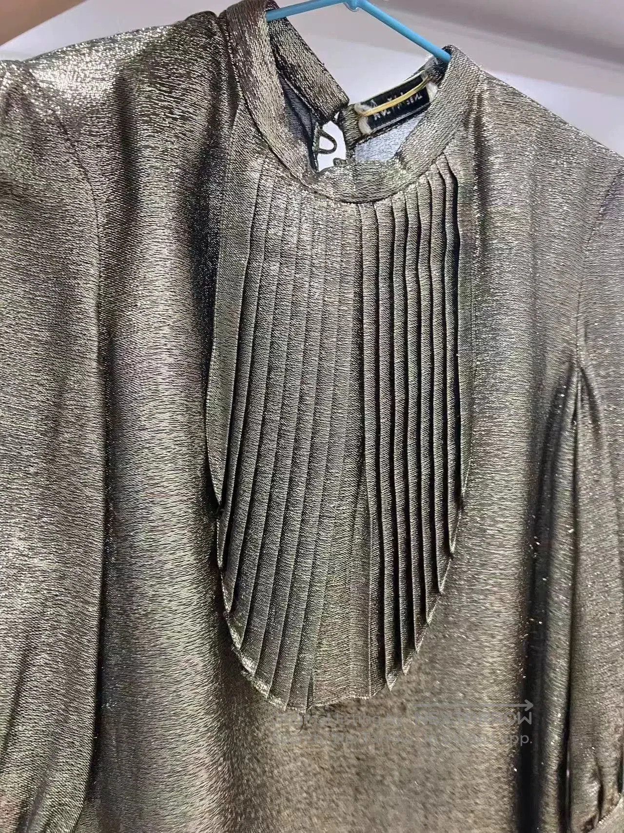 Saint Laurent Paris Saint Laurent Metallic Gold Pleated Blouse. Size M / US 6-8 / IT 42-44 - 4 Thumbnail