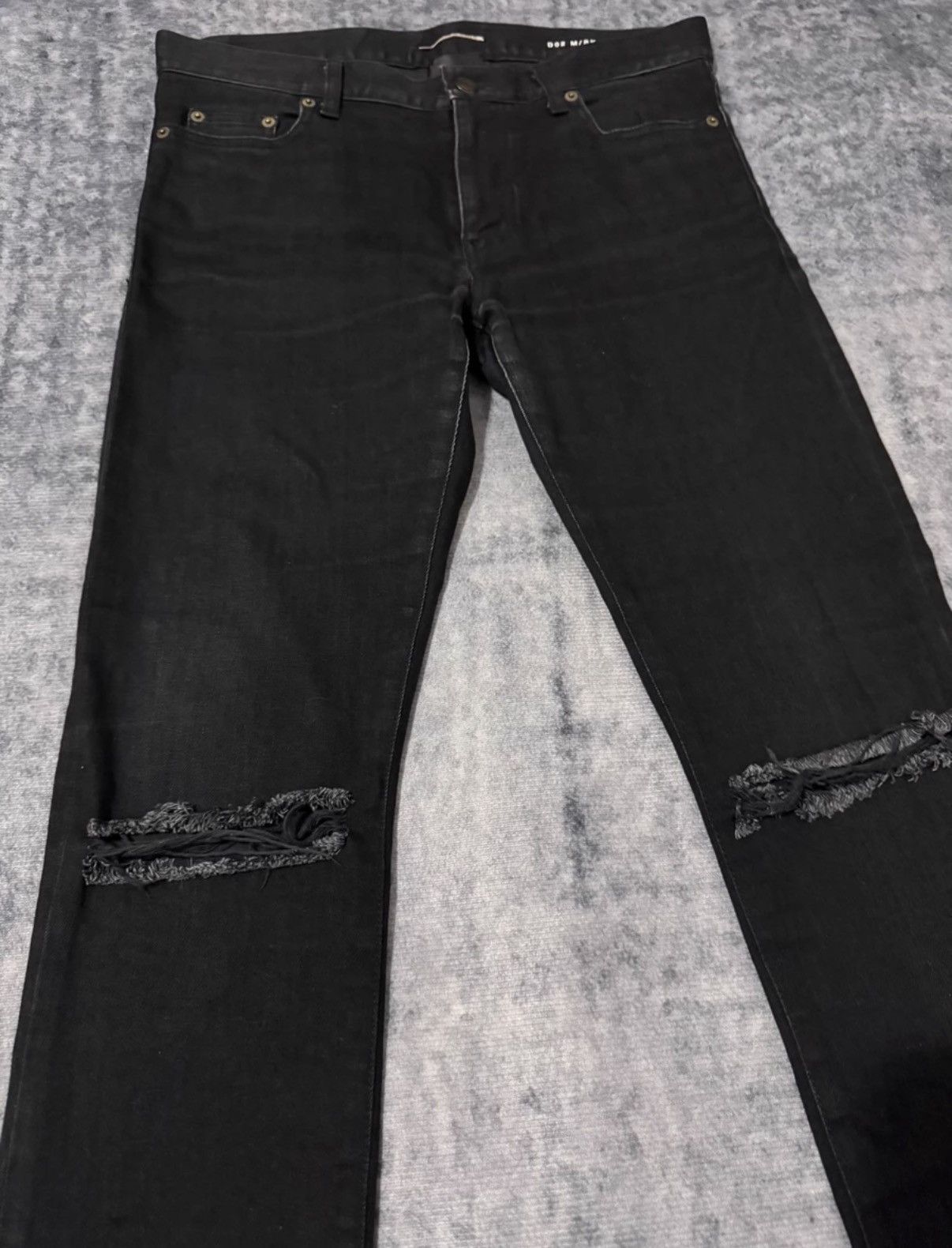 Saint Laurent Paris Saint Laurent (SLP) 16FW Frayed Hem Knee Slash Denim Jeans Size US 31 - 3 Thumbnail