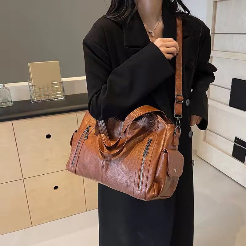 Soft Interior Compartment Shoulder Bag in Brown, Women's