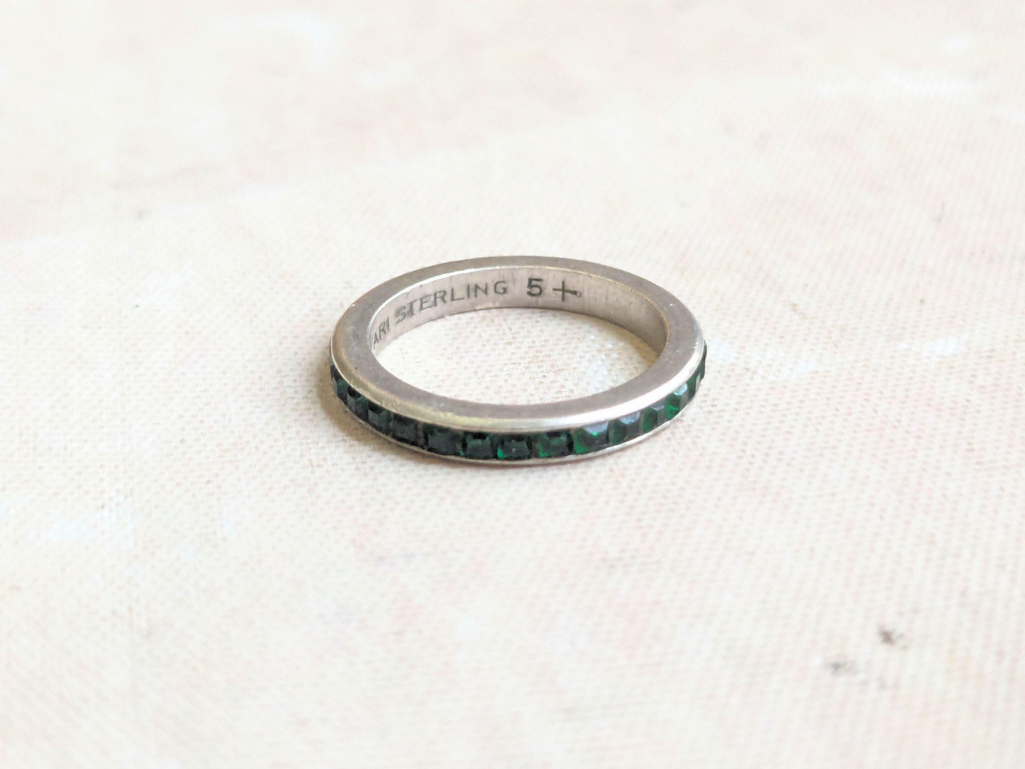 Sterling Silver Vintage Trifari Sterling Silver Signet Ring Eternity 5.5 Size ONE SIZE - 7 Thumbnail