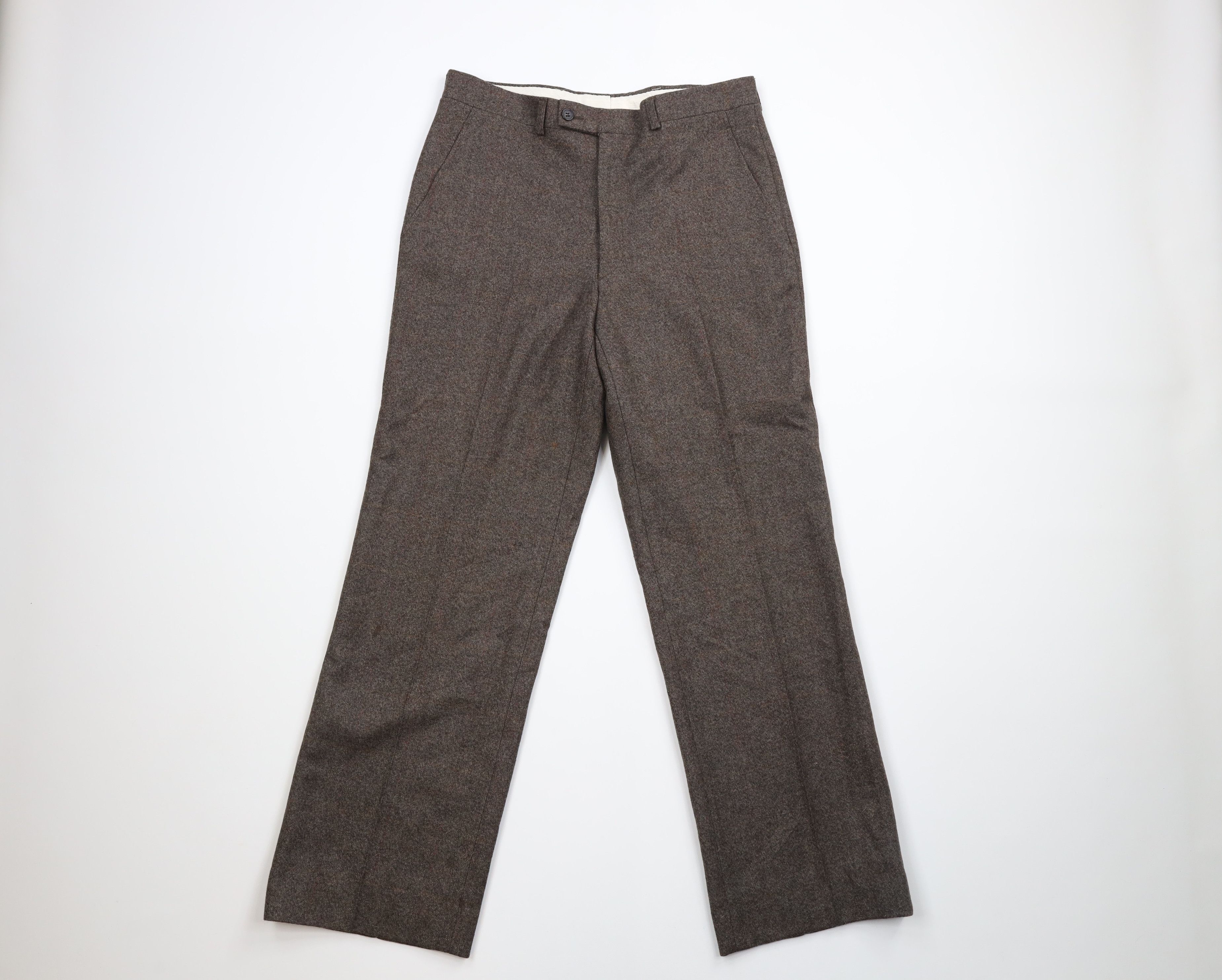 image of Vintage 70's Streetwear Front Wool Flared Wide Leg Pants Usa in Brown, Men's (Size 30)