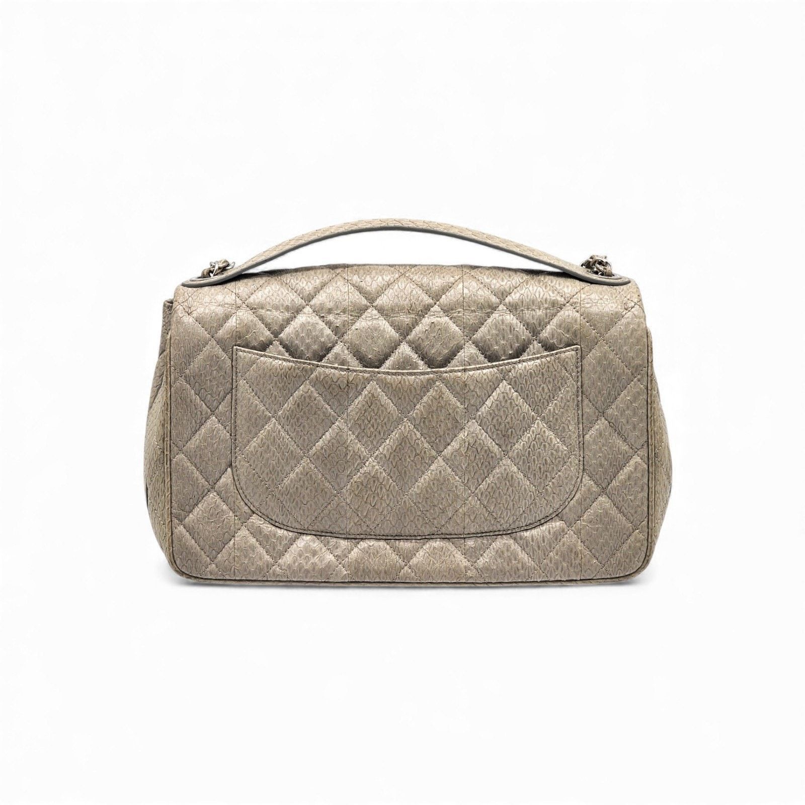 Chanel Python Easy Carry Medium Classic Flap Bag Top Handle Beige Size ONE SIZE - 4 Thumbnail