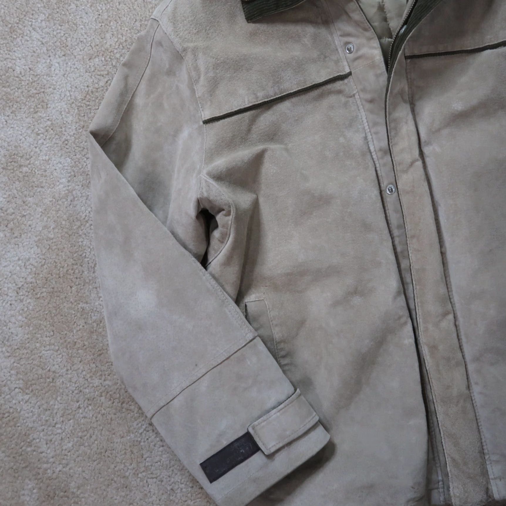 Vintage EMC Sueded Leather Full Zip Jacket Coat Mens Large Beige Insulated Softshell Lined Size US L / EU 52-54 / 3 - 2 Thumbnail