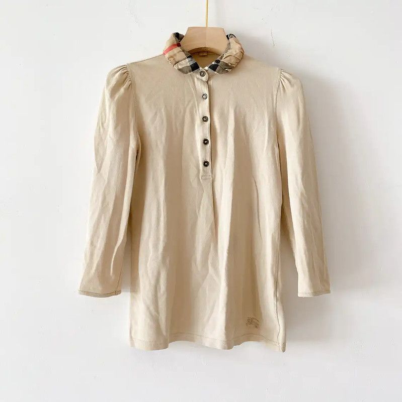 Burberry Burberry Long Sleeve Cotton T-Shirt in Khaki Size S / US 4 / IT 40 - 1 Thumbnail