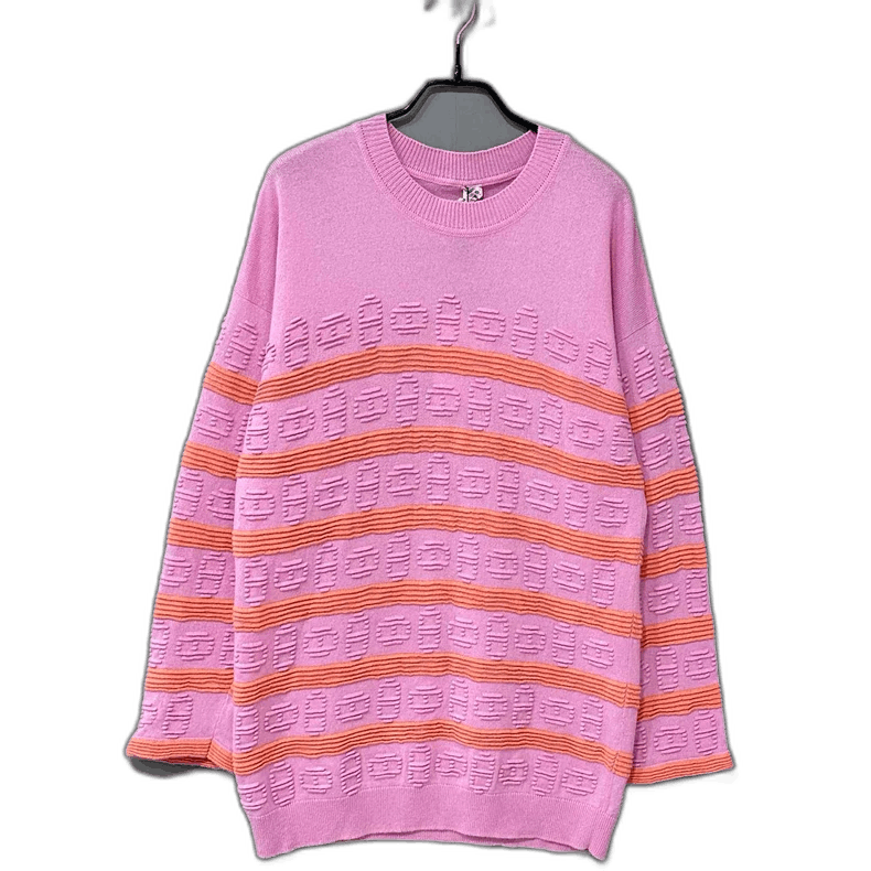 Hermes New Pink Cashmere Sweater with Stripes-2506 Size S / US 4 / IT 40 - 1 Thumbnail
