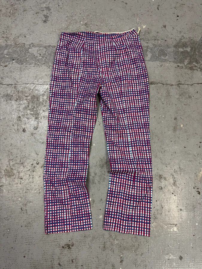 Designer × Prada × Vintage SS2012 Prada Red & Blue Checked Pants Size 24" / US 00 / IT 34 - 3 Thumbnail