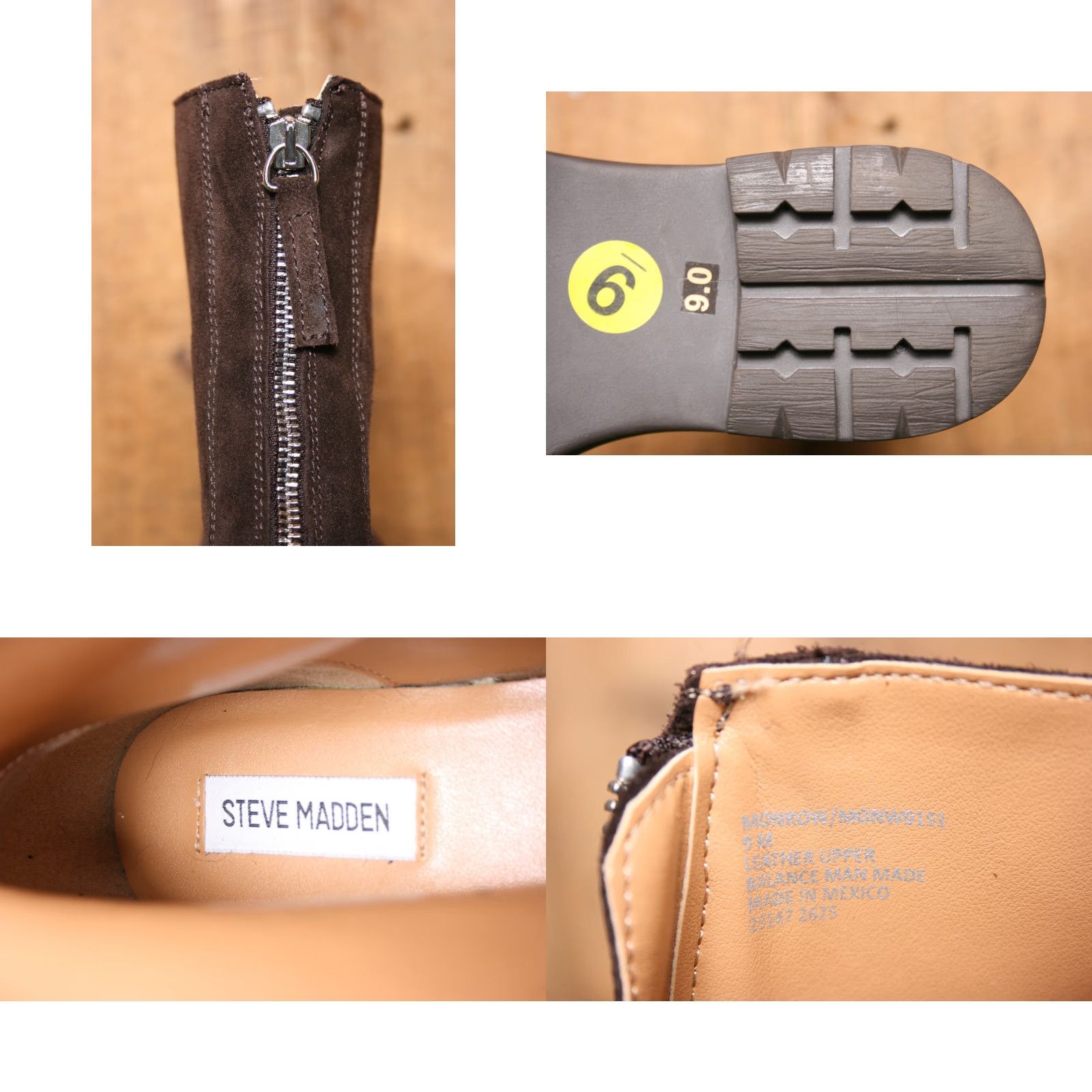Steve Madden STEVE MADDEN Monrow Brown Suede Front Zip Lug Platform 7" Combat Boots Sz. 9M Womens Shoes Boots Size US 9 / IT 39 - 8 Thumbnail