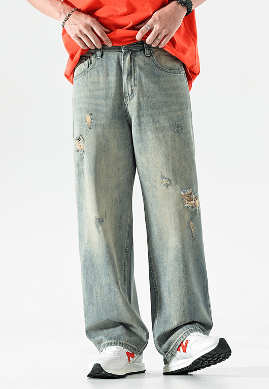 Japanese Brand American retro trend washed distressed street ripped jeans Size US 32 / EU 48 - 2 Thumbnail