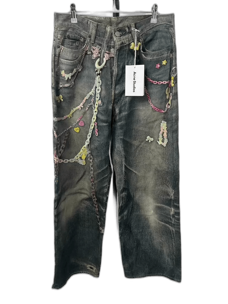 Acne Studios 3D Print Loose Wide Leg Jeans-yf