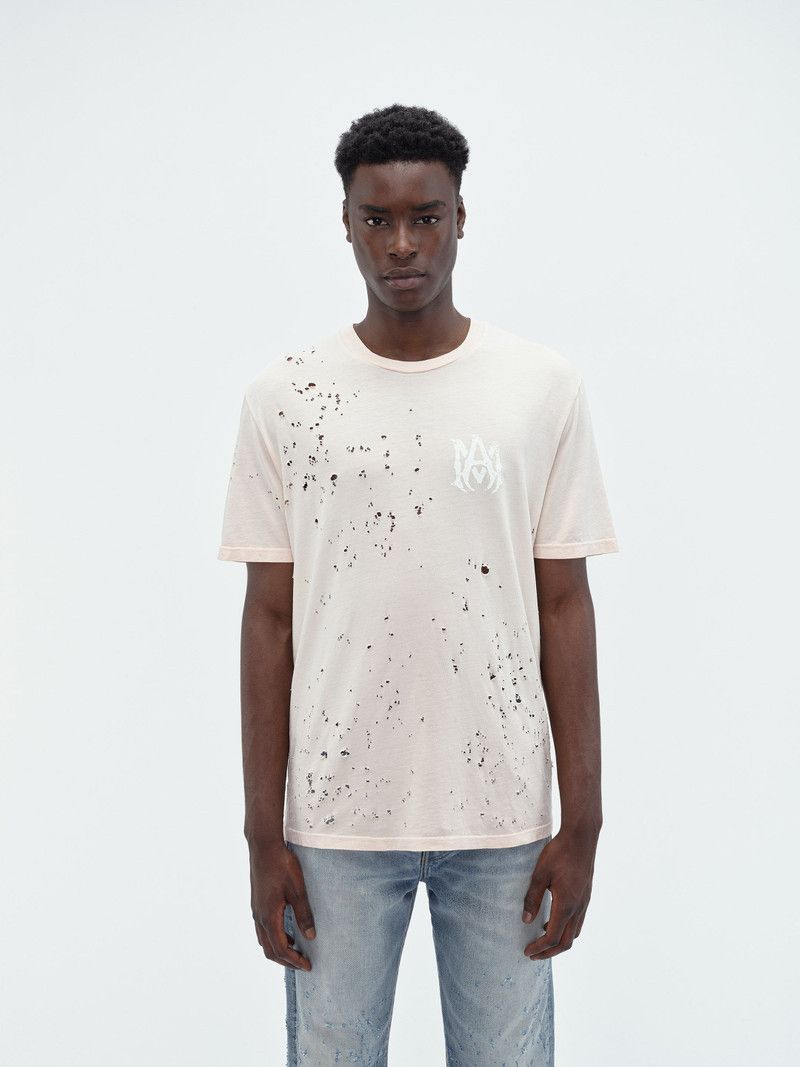 Amiri o1mle0426 Washed Shotgun Short Sleeve Tee Shirt in Neutrals Size US XXL / EU 58 / 5 - 2 Thumbnail