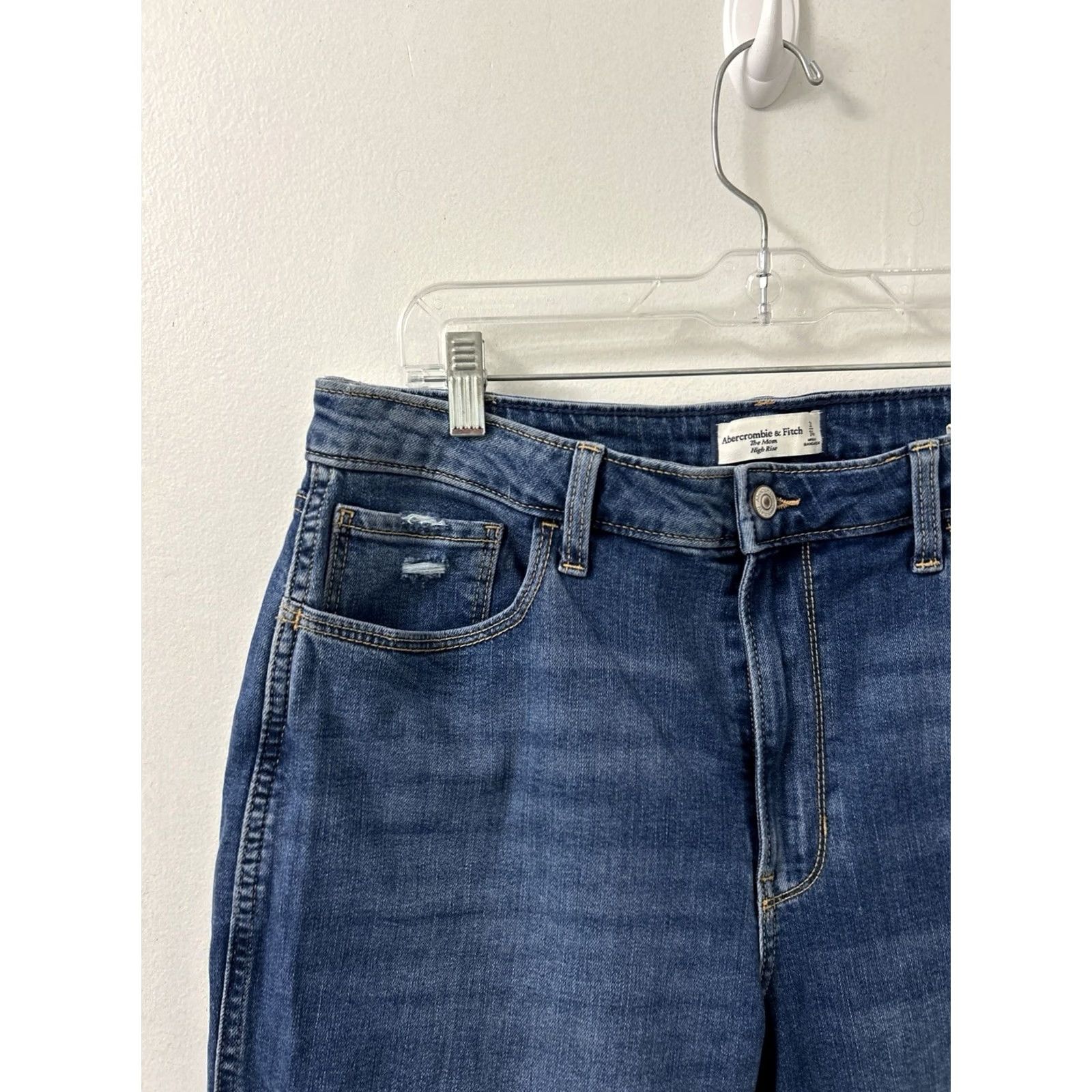 Abercrombie & Fitch Abercrombie Fitch The Mom Jean Jeans Womens Sz 34x26 Blue Wash High Rise Distressed NWT Size 24" / US 00 / IT 34 - 6 Thumbnail