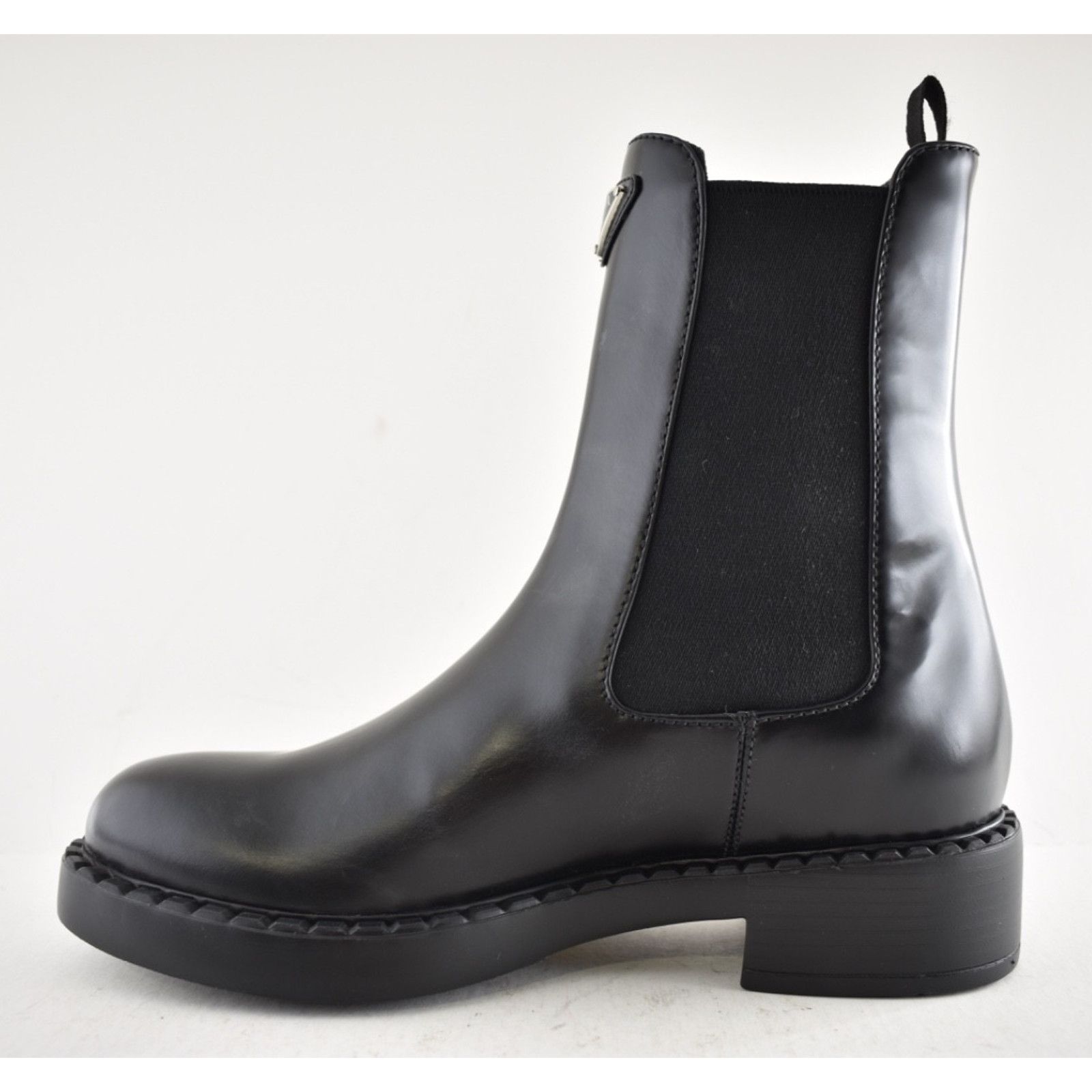 Prada Prada Chocolate Brushed Leather Black Pull On Chelsea Size US 7.5 / IT 37.5 - 13 Thumbnail