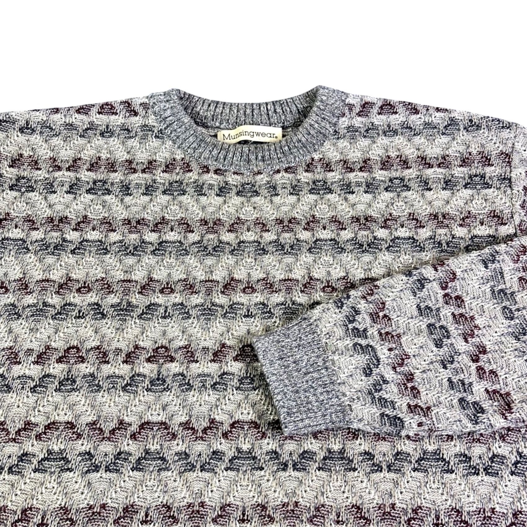 Vintage VINTAGE Munsingwear Mens Crewneck Sweater Gray Geometric Knit Pullover XL Size US XL / EU 56 / 4 - 2 Thumbnail