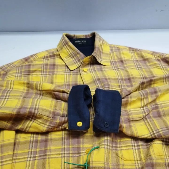 Balenciaga Balenciaga SS24 Color-Block Plaid Long Sleeve Shirt 0079-25 Size US M / EU 48-50 / 2 - 6 Thumbnail