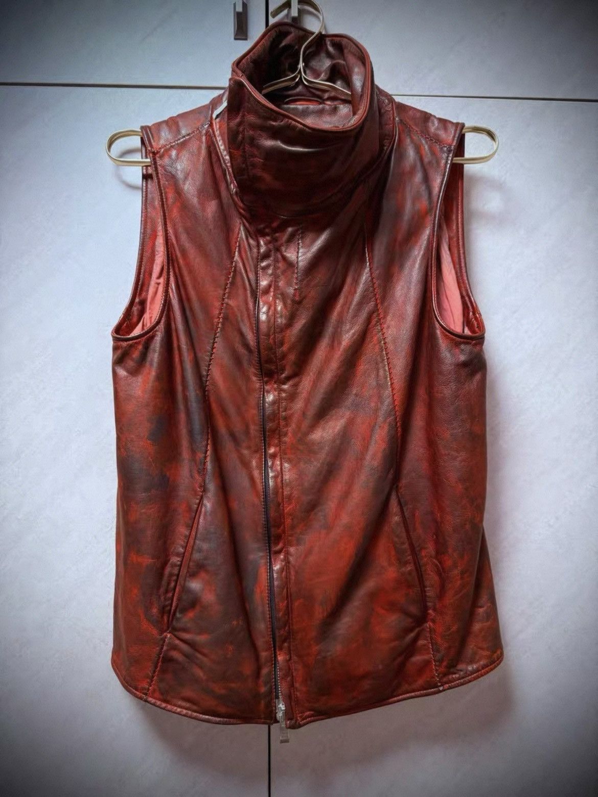 Incarnation Incarnation Red Calfskin Leather Vest YKK Double Zip Size US XS / EU 42 / 0 - 1 Thumbnail