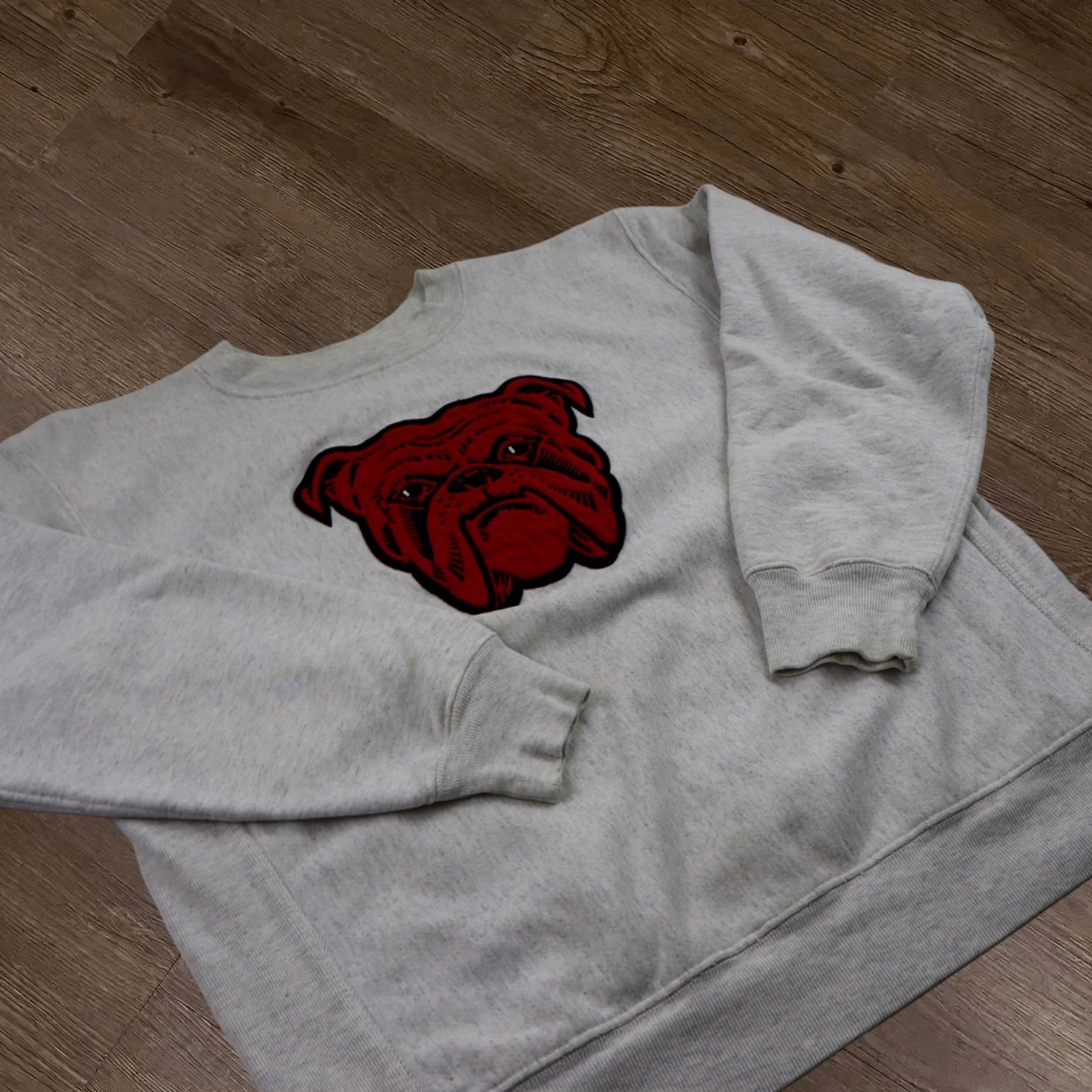 Vintage Red Dog Beer Bulldog Sweatshirt Mens 1XL 90s Promo Usa Miller Gray Cotton Fleece Embroidered Logo Pullover Long Sleeve, Men's