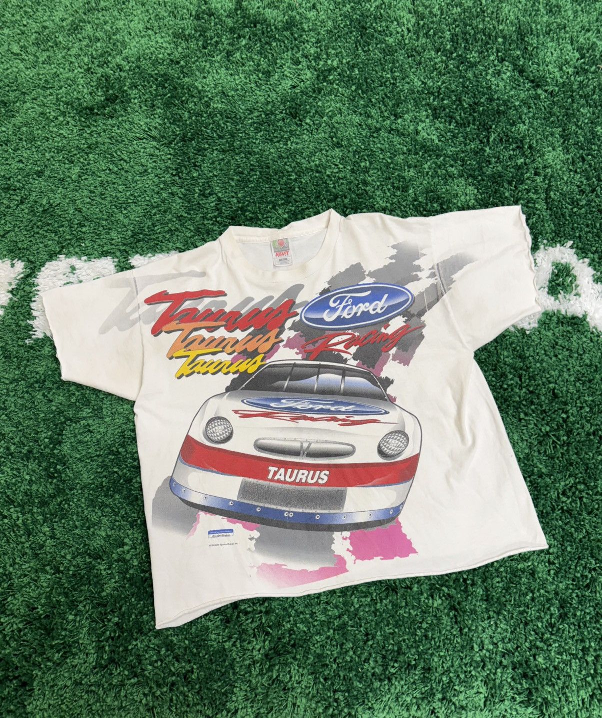 Fruit Of The Loom × NASCAR × Vintage AMAZING 90s Vintage Nascar All Over Print Tarus Tee Size US XL / EU 56 / 4 - 1 Thumbnail