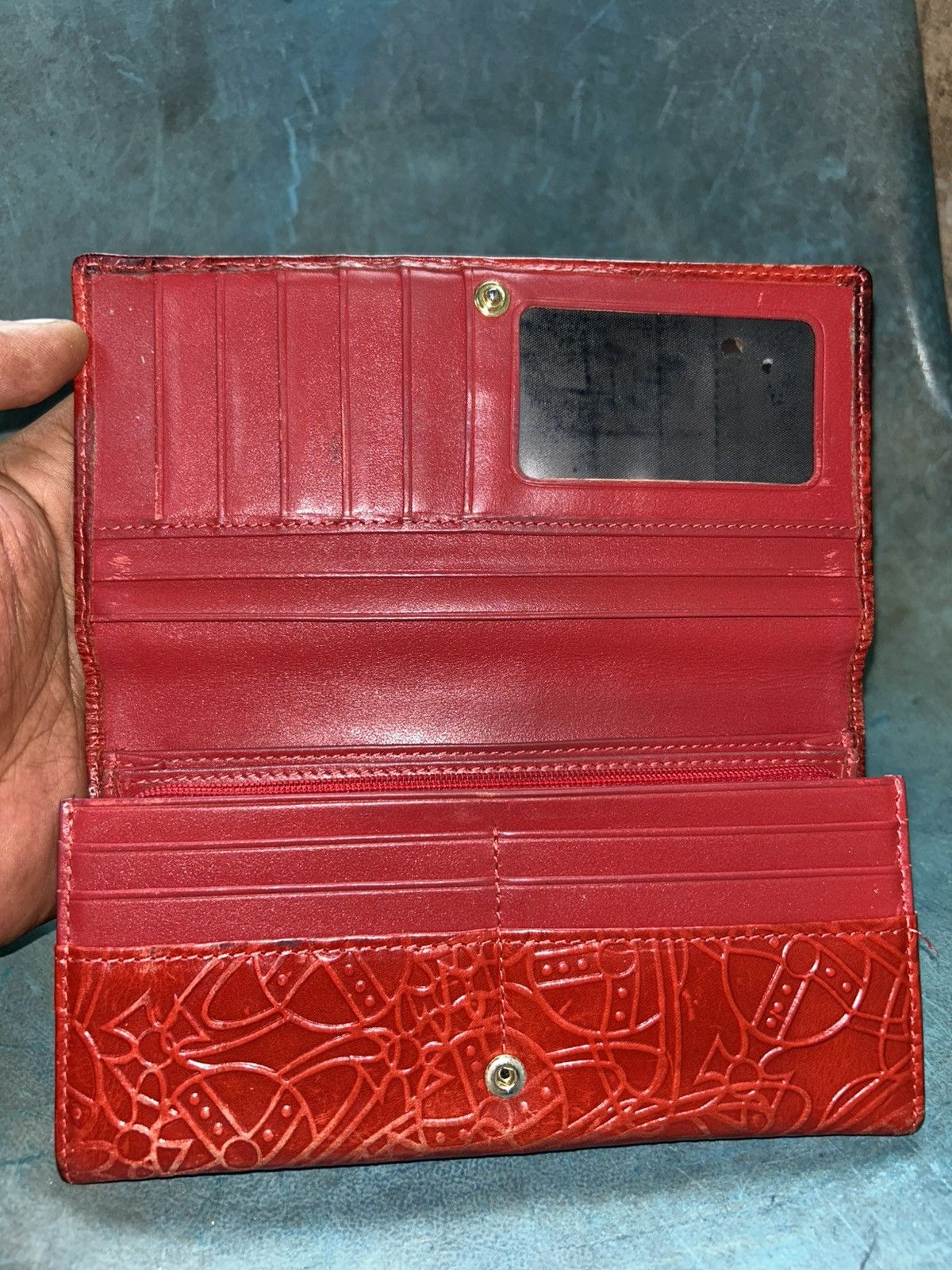 Vivienne Westwood London Embossed Monogram Orb Red Long Zip Wallet Size ONE SIZE - 11 Thumbnail