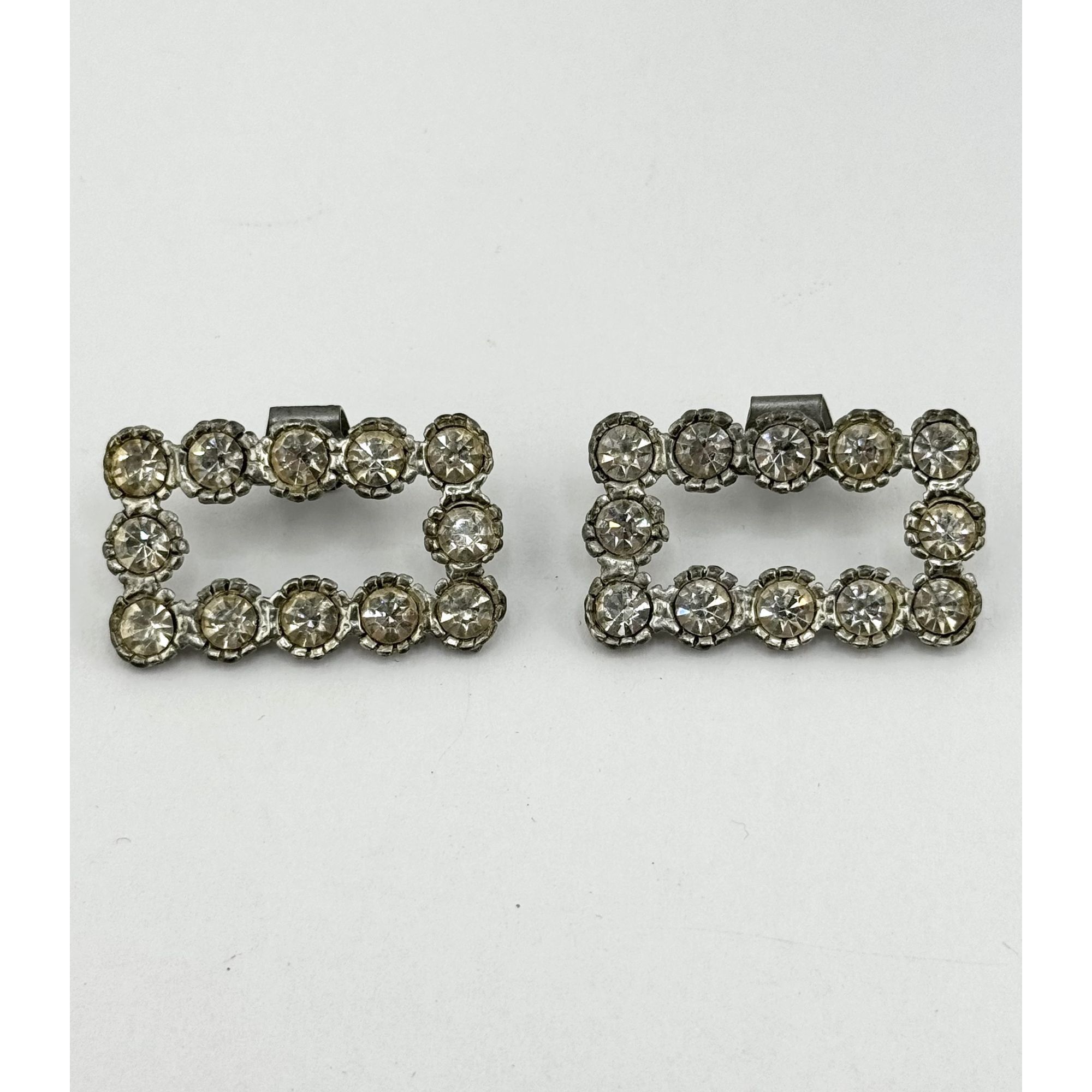 Vintage Vintage rhinestone silver square shoe clips Size ONE SIZE - 2 Thumbnail