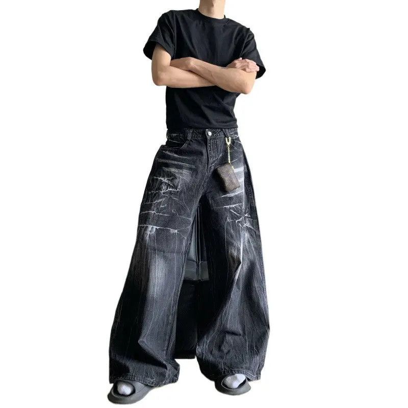 Japanese Brand × Jean Retro loose wide leg electric stripe jeans Size US 32 / EU 48 - 5 Thumbnail