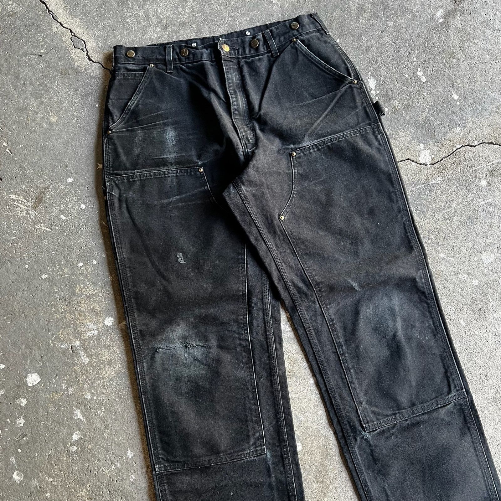 Carhartt × Vintage Carhartt black double knee work wear carpenter pants Size US 35 - 2 Thumbnail