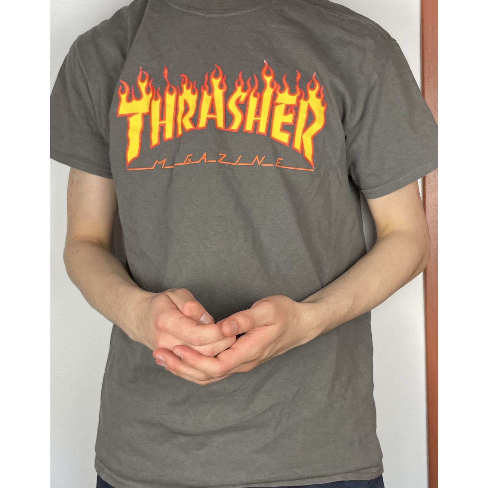 Thrasher Thrasher Magazine Mens Gray Cotton Flame Logo T-Shirt Medium Size US M / EU 48-50 / 2 - 2 Thumbnail