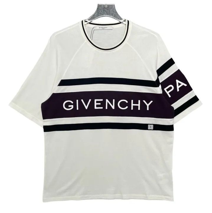 Givenchy Givenchy Striped Logo Embroidered Short Sleeve T-Shirt Size US L / EU 52-54 / 3 - 1 Thumbnail