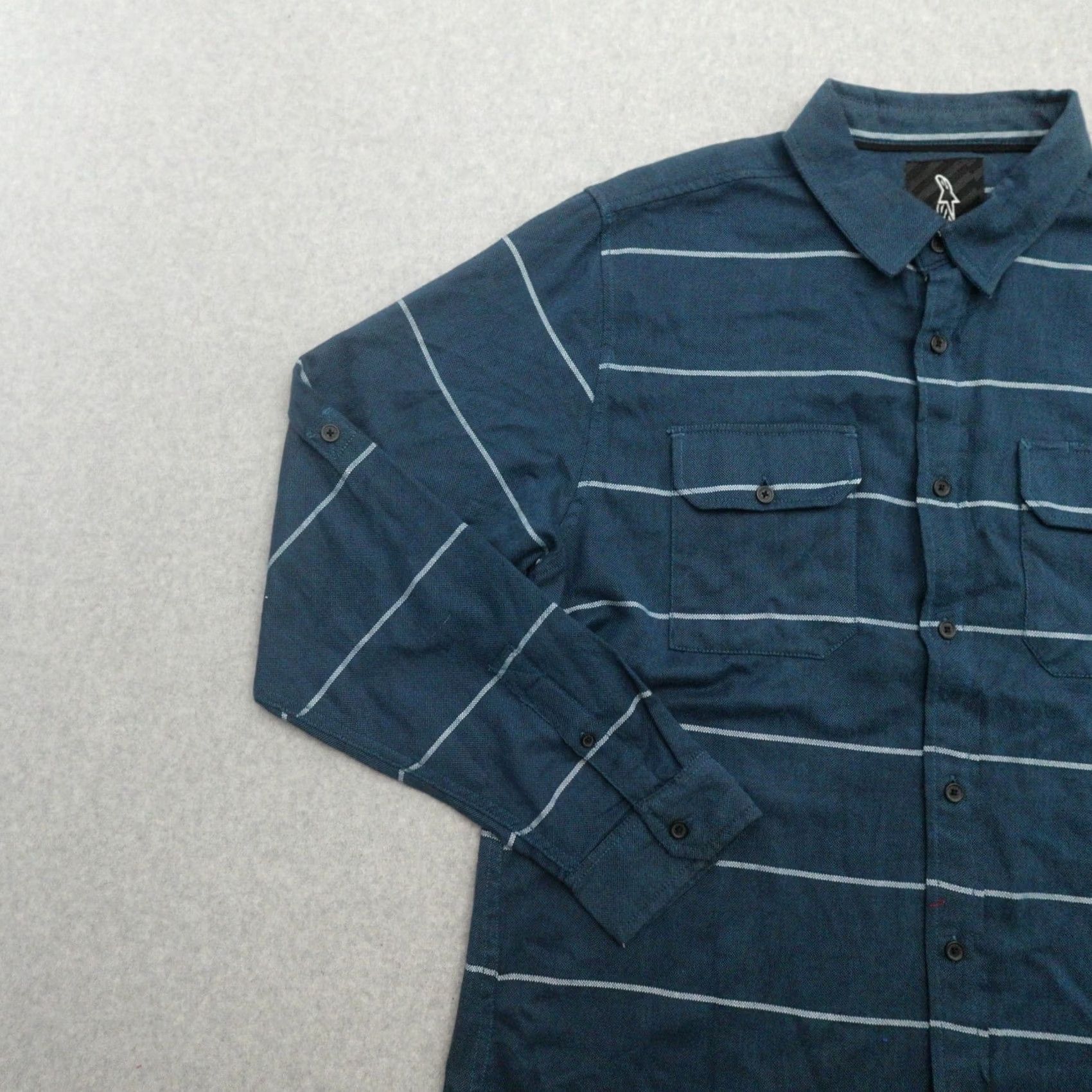 Alpinestars Mens Alpine Stars Long Sleeve Button Up Shirt SIZE XL Striped in Blue 23x31 Size US XL / EU 56 / 4 - 4 Thumbnail