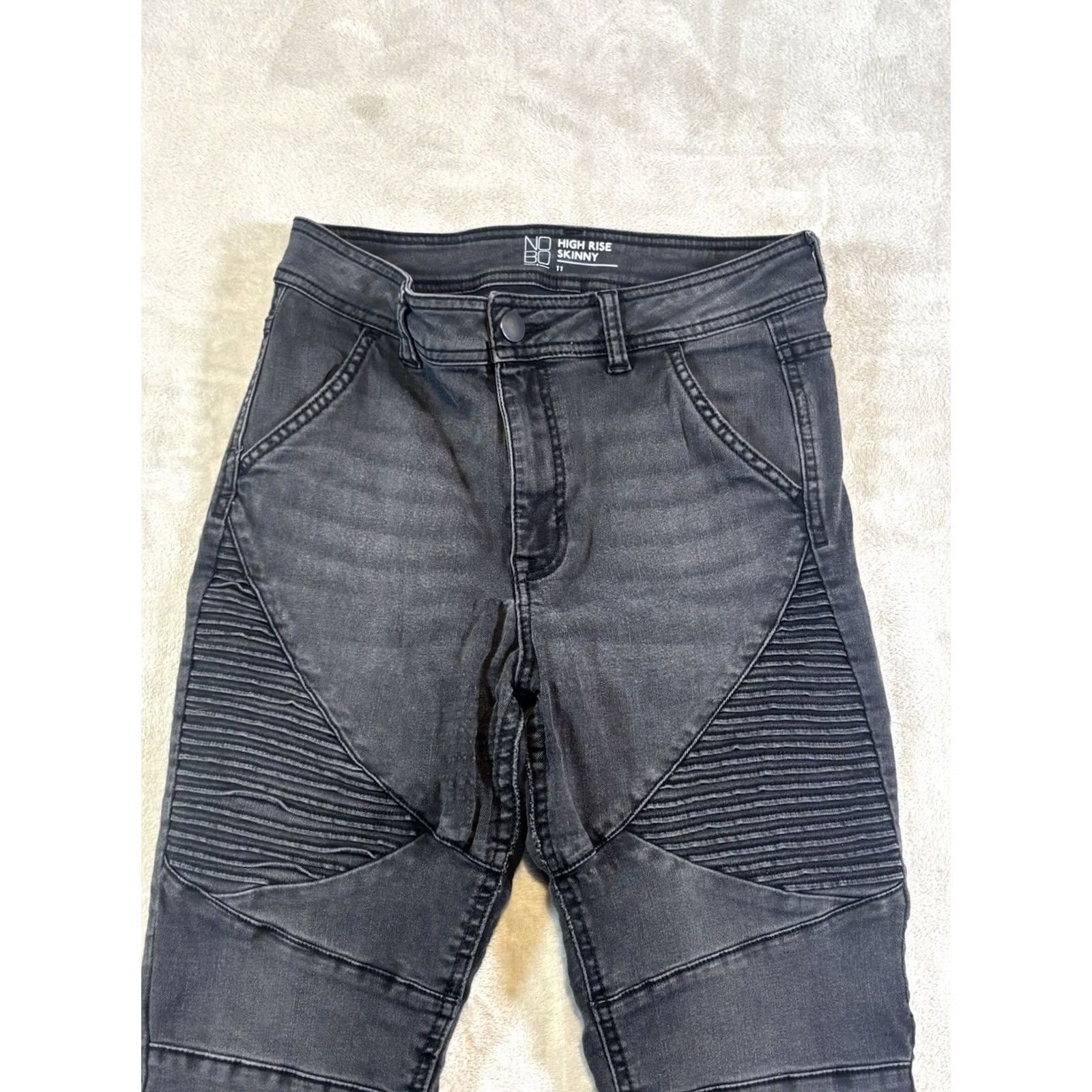Vintage No Boundaries Jeans Women's 11 Skinny High Rise Black Denim Jeans Black 5-Pocket Pockets Stretch Womens Jeans Size 32" / US 10 / IT 46 - 2 Thumbnail