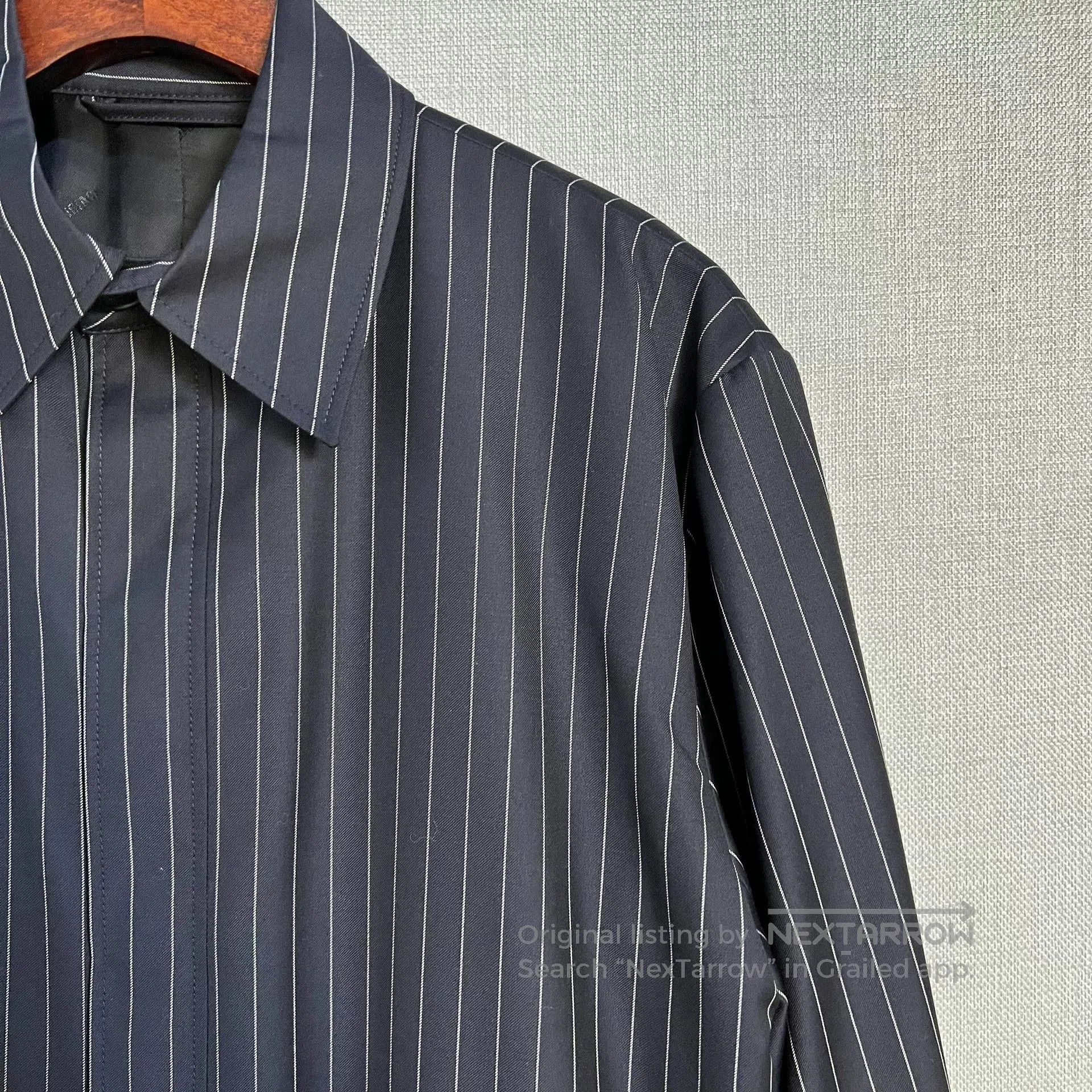 Balenciaga Balenciaga Blue Striped Wool Shirt Coat. Size XS / US 0-2 / IT 36-38 - 3 Thumbnail