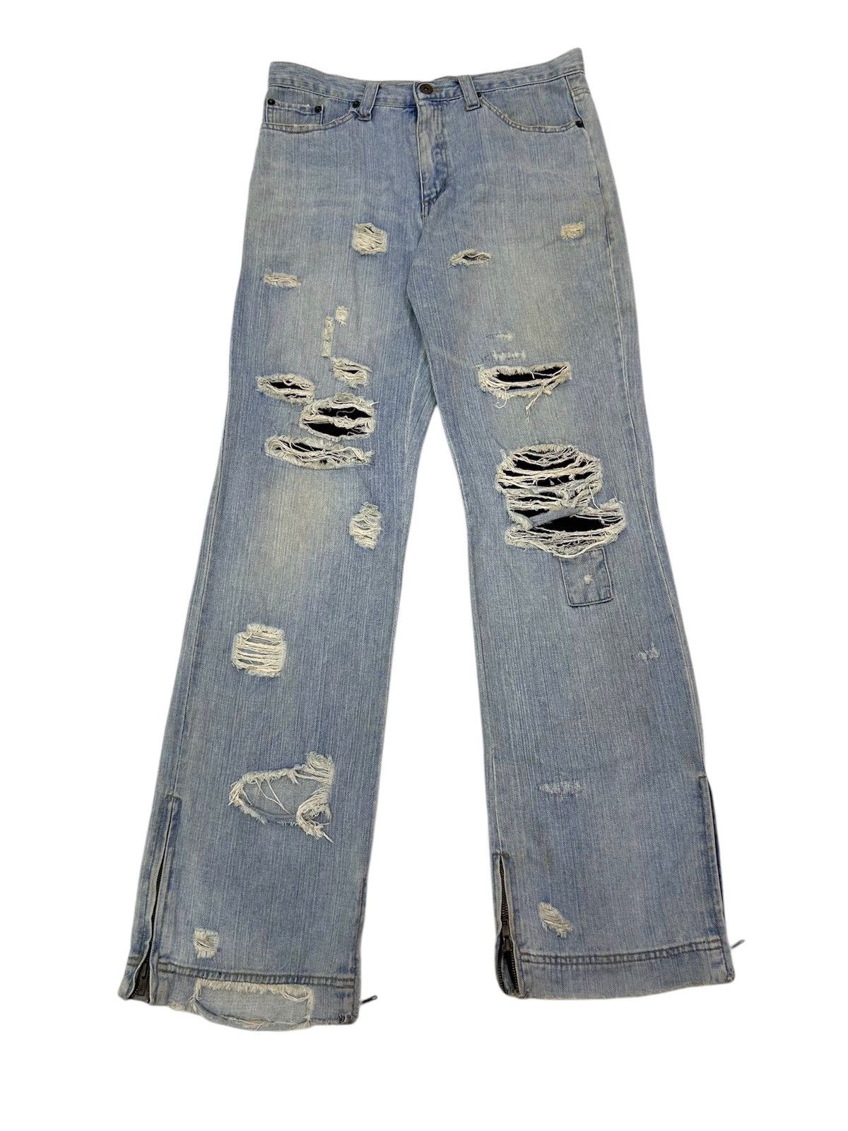 Japanese Brand × Vintage 💥Vintage Japanese Denim Exhibitionist Distressed Punk Jeans Size US 32 / EU 48 - 1 Thumbnail
