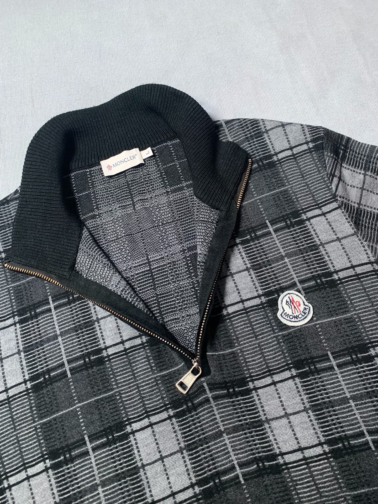 Moncler Moncler Half-Zip Plaid Chest Logo Jacket Size US L / EU 52-54 / 3 - 1 Thumbnail