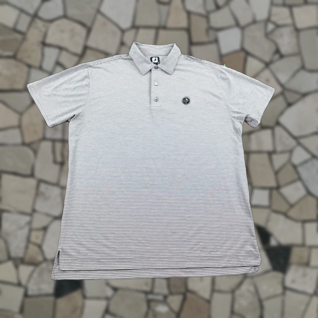 Footjoy FootJoy Polo Shirt Mens XL Gray White Stripes Golf Performance Stretch Flex CF Size US XL / EU 56 / 4 - 1 Thumbnail