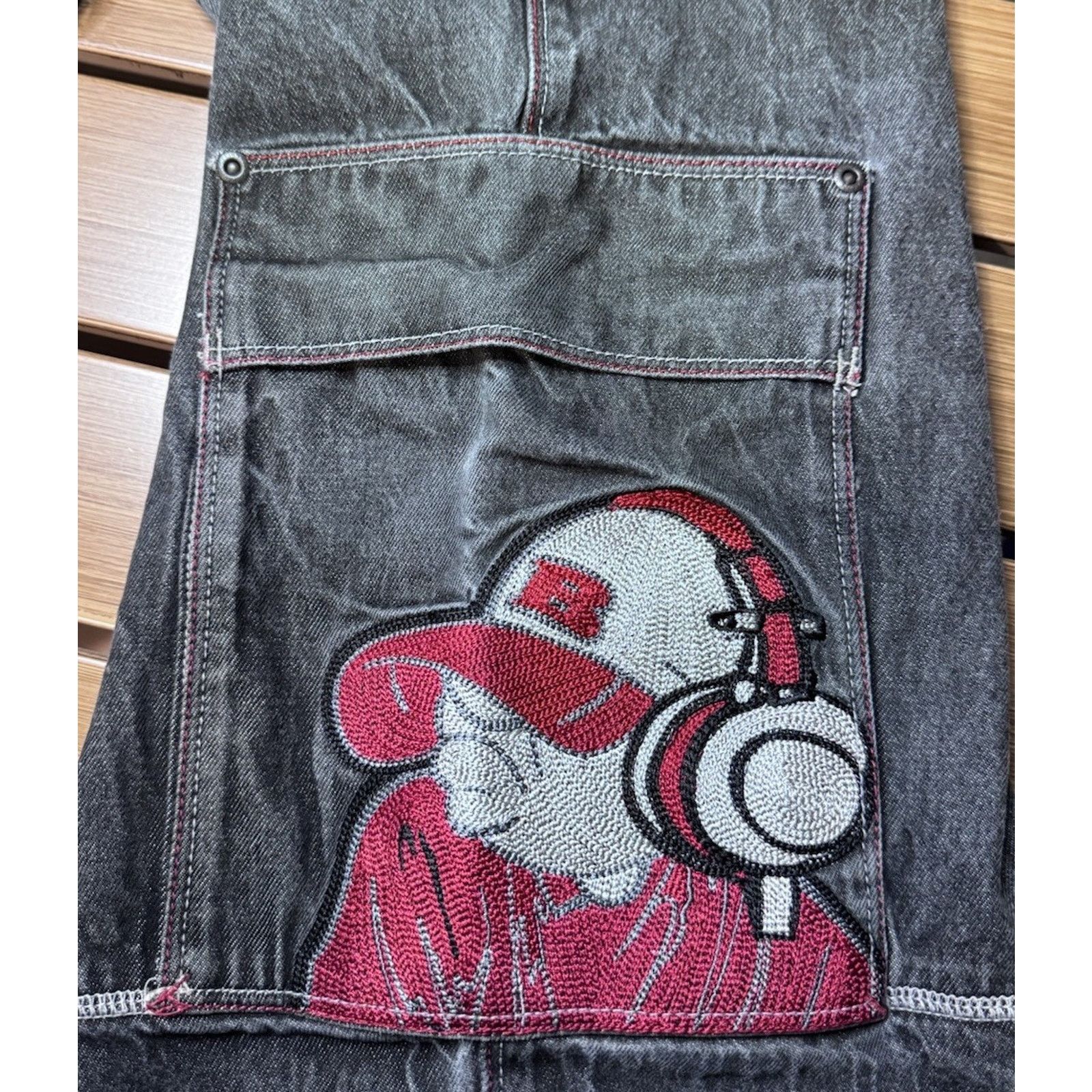 JNCO Y2k Loose Fit Jeans Mens SOHK 31x32 skater Type embroidery Size US 31 - 9 Thumbnail