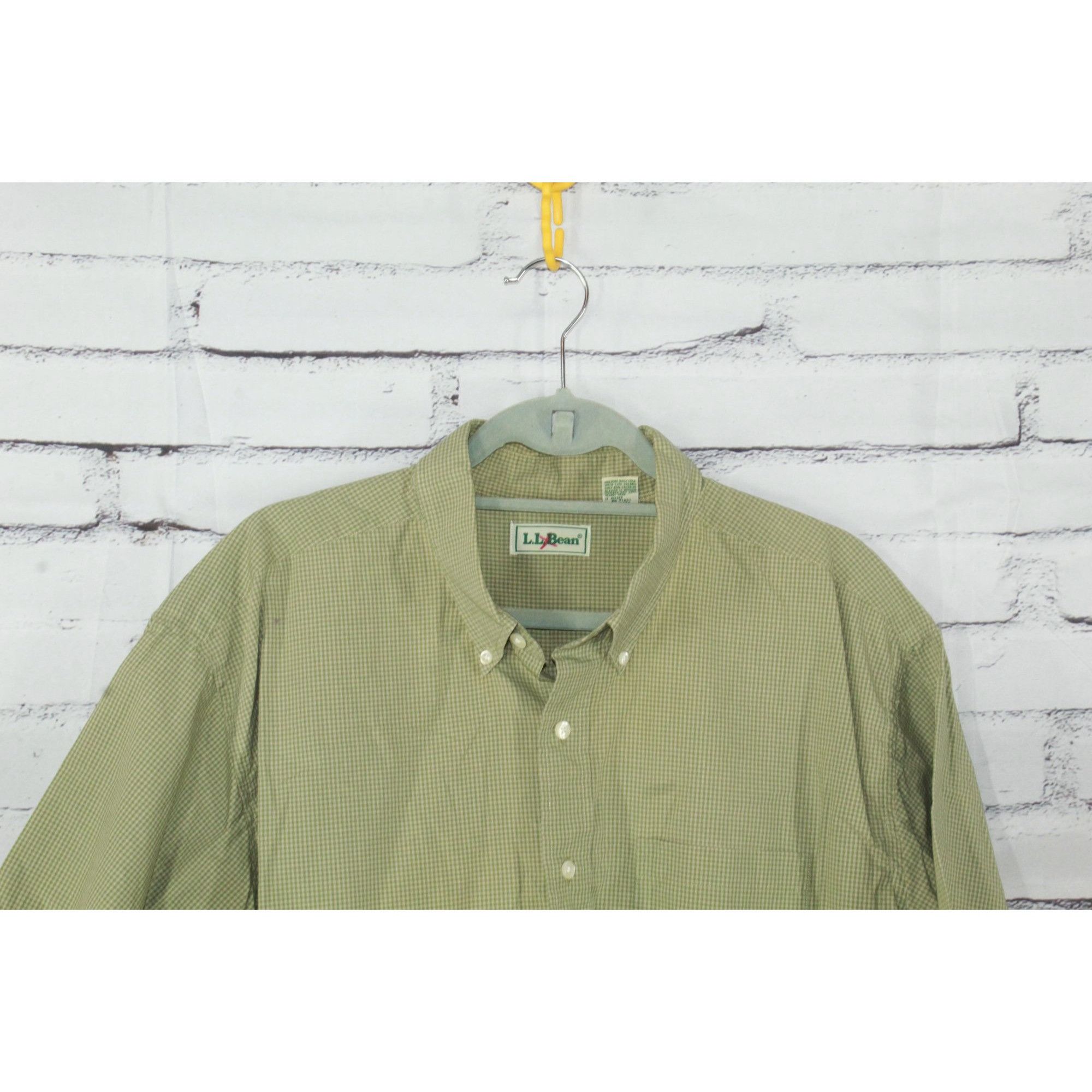 L.L. Bean LL Bean Shirt Mens Green Gingham Short Sleeve Button Up Dres Size US XL / EU 56 / 4 - 7 Thumbnail