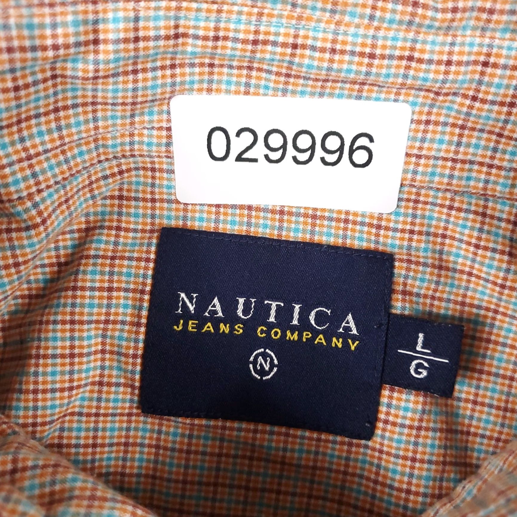 Nautica Nautica Men's Large Orange Plaid Casual Button-Up Shirt Short Sleeve Size US L / EU 52-54 / 3 - 7 Thumbnail