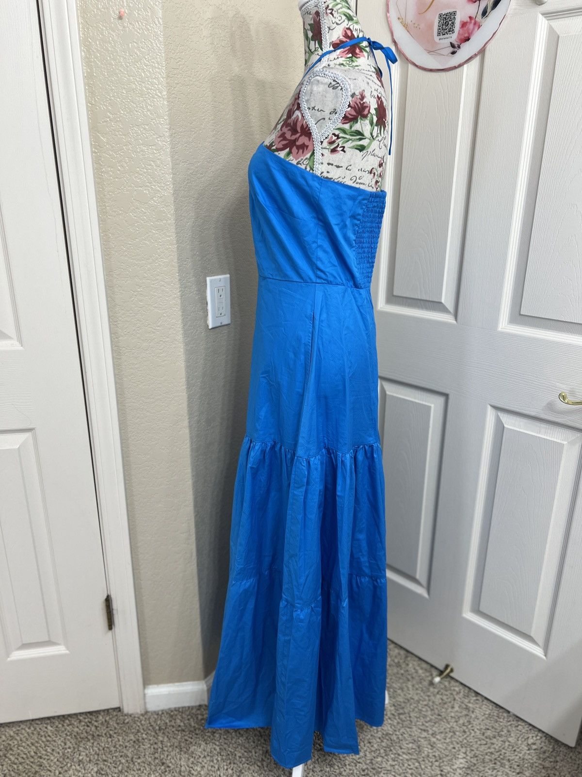 Boston Proper Boston Proper Hardware Halter Tiered Poplin Maxi Dress Size M / US 6-8 / IT 42-44 - 5 Thumbnail