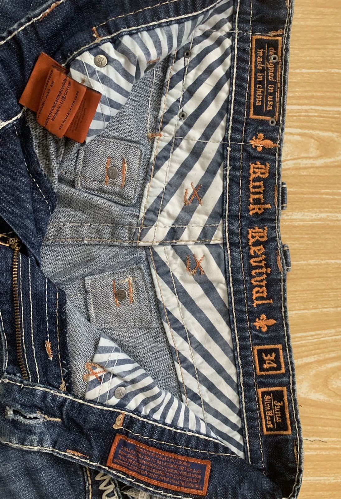 Rock Revival Rare.. Distressed Rock Revival Slim Boot Flare Jeans Pants Size US 34 / EU 50 - 15 Thumbnail