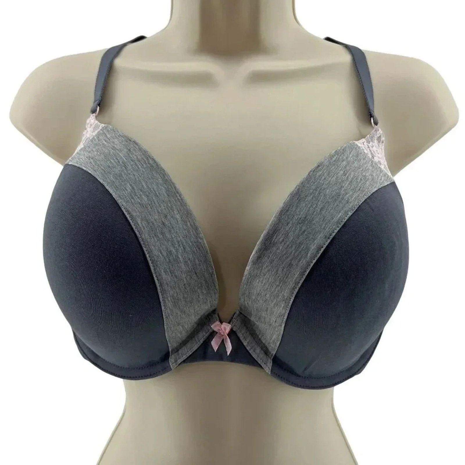 Victorias Secret Victoria's Secret Plunge Bra Two Tone Gray Pink Lace 38Dd in Grey, Women's