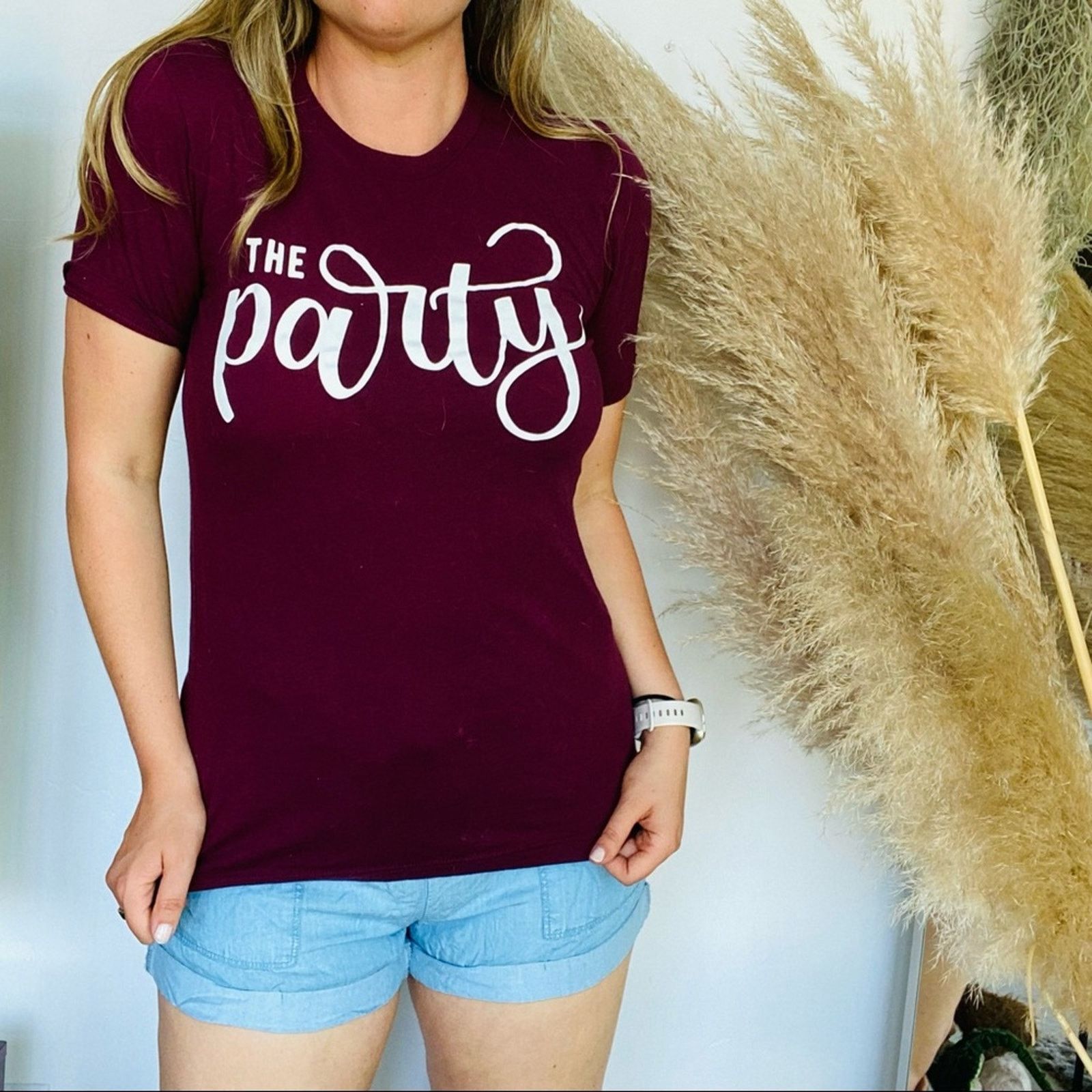Canvas CANVAS Maroon White Script The Party Screen Tee Shirt Top Size S / US 4 / IT 40 - 2 Thumbnail