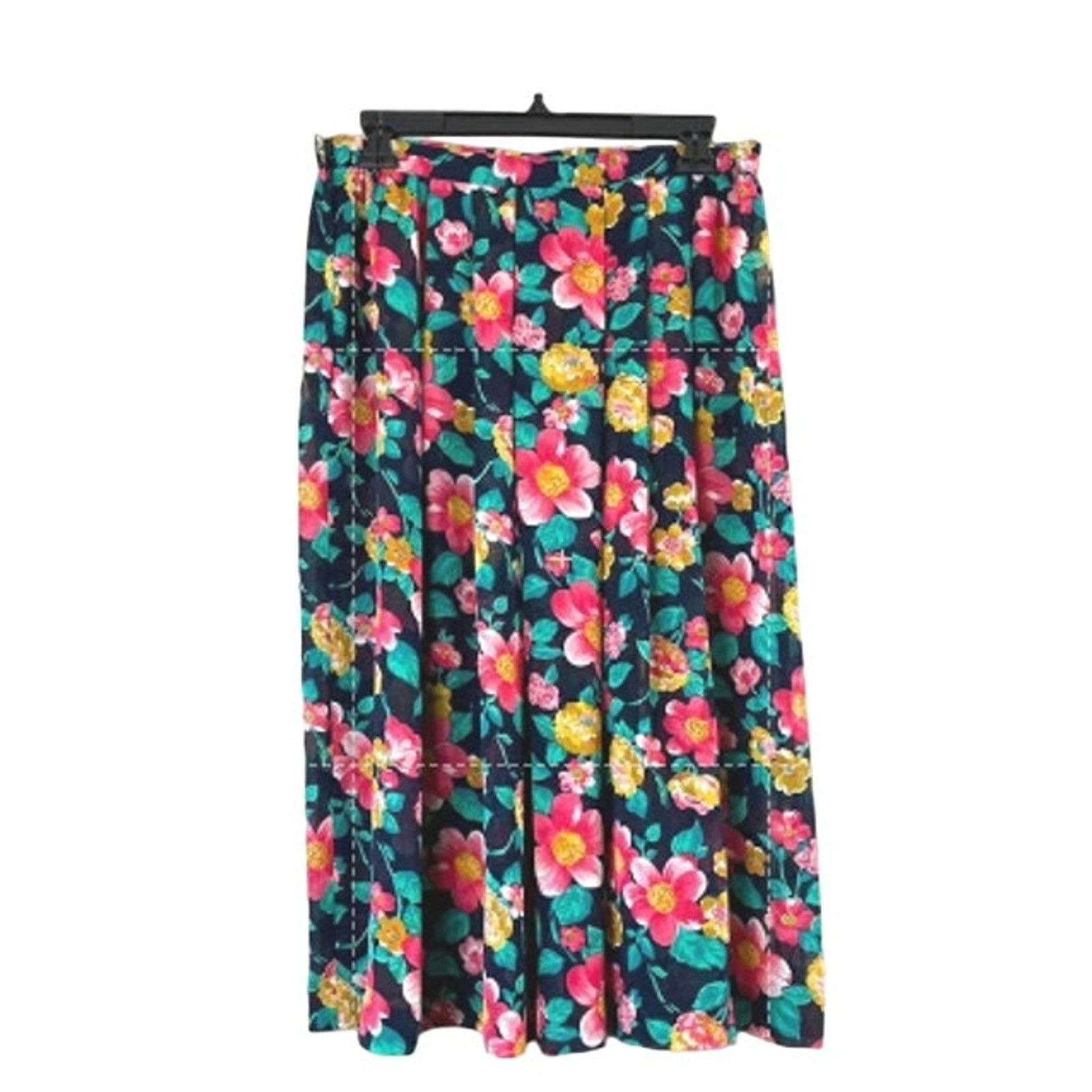 Vintage Women's Vintage Leslie Fay Pleated Floral Skirt 10 Size 32" / US 10 / IT 46 - 2 Thumbnail