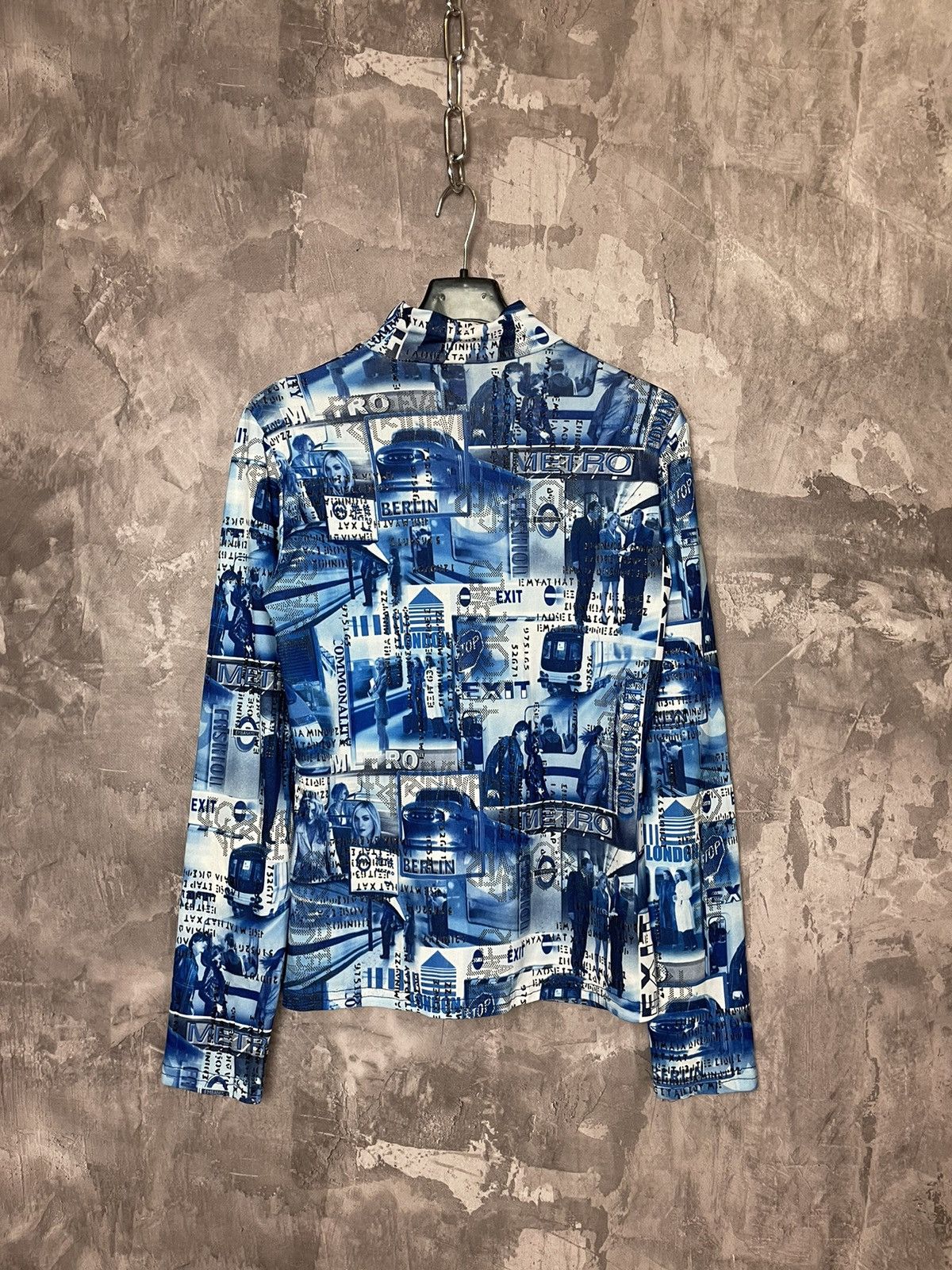 Affliction × Vintage Y2K abstract rhinestone overprint mesh top japan jpg style Size L / US 10 / IT 46 - 1 Thumbnail