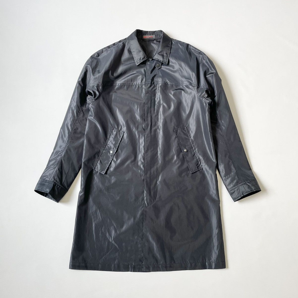 Prada Dark Blue Nylon Zip Mac Jacket Size US M / EU 48-50 / 2 - 1 Thumbnail