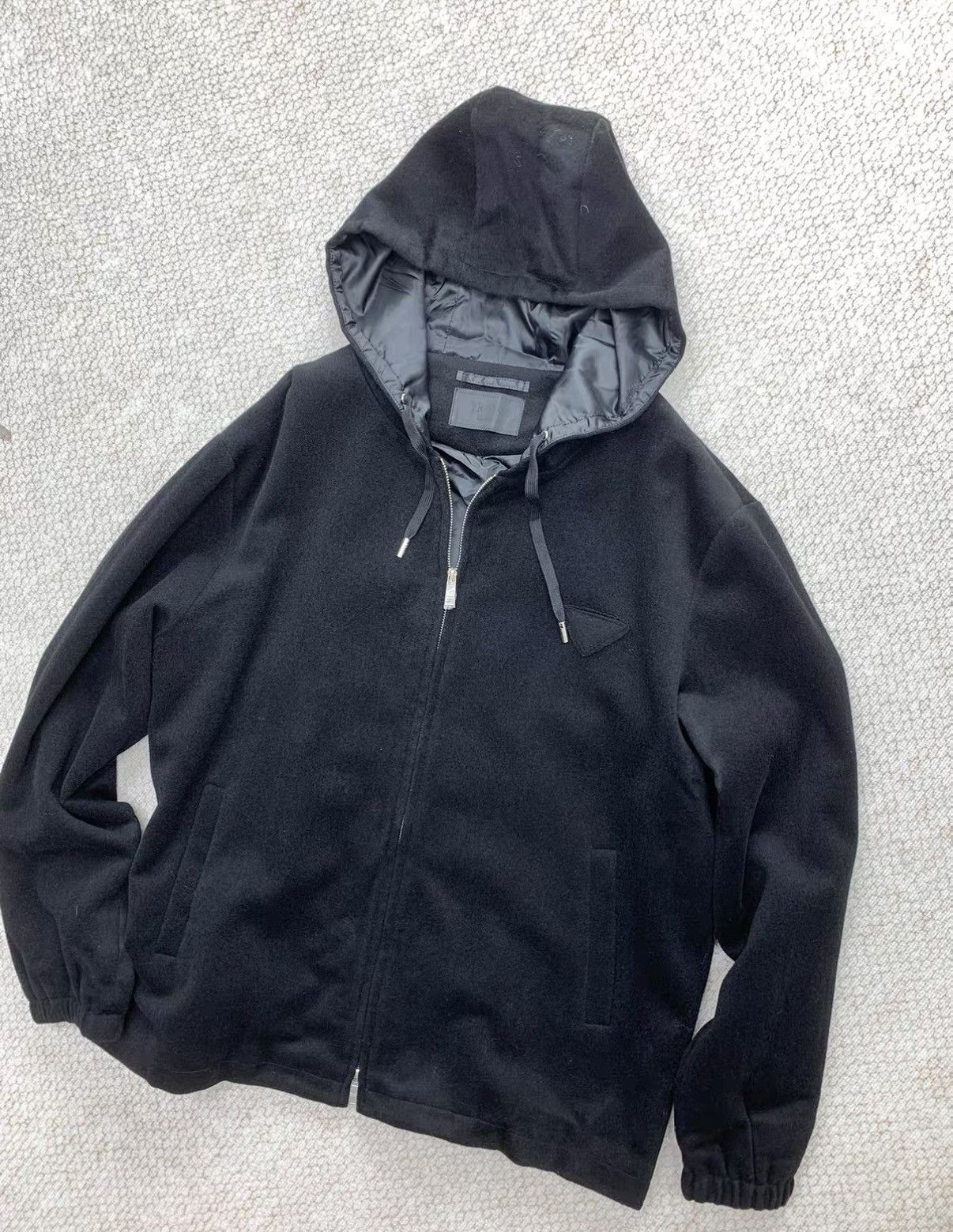 Prada PRADA Wool Texture Hooded Jacket with Triangle Size US L / EU 52-54 / 3 - 8 Thumbnail