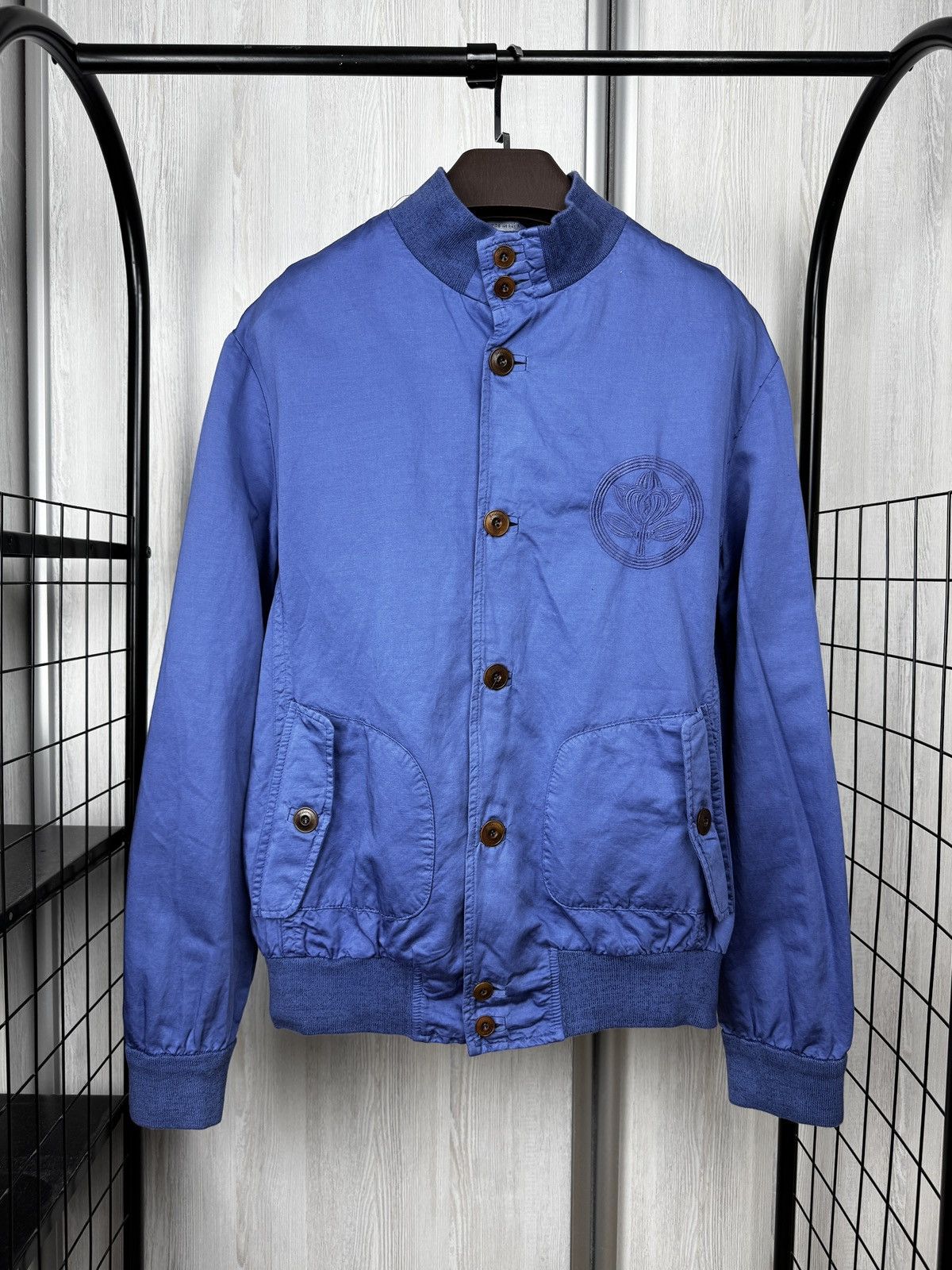 Baldessarini Baldessarini made in Italy blue linen cotton bomber jacket Size US L / EU 52-54 / 3 - 1 Thumbnail