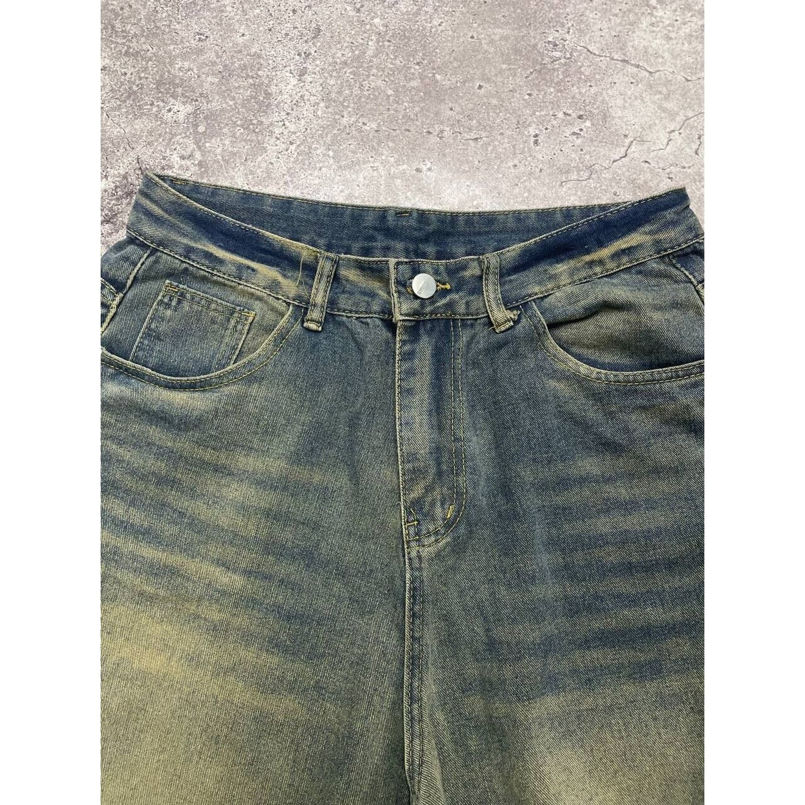 Japanese Brand × Vintage Vintage Washed Green Denim Jeans Straight Fit Distressed M Size 33" - 2 Thumbnail