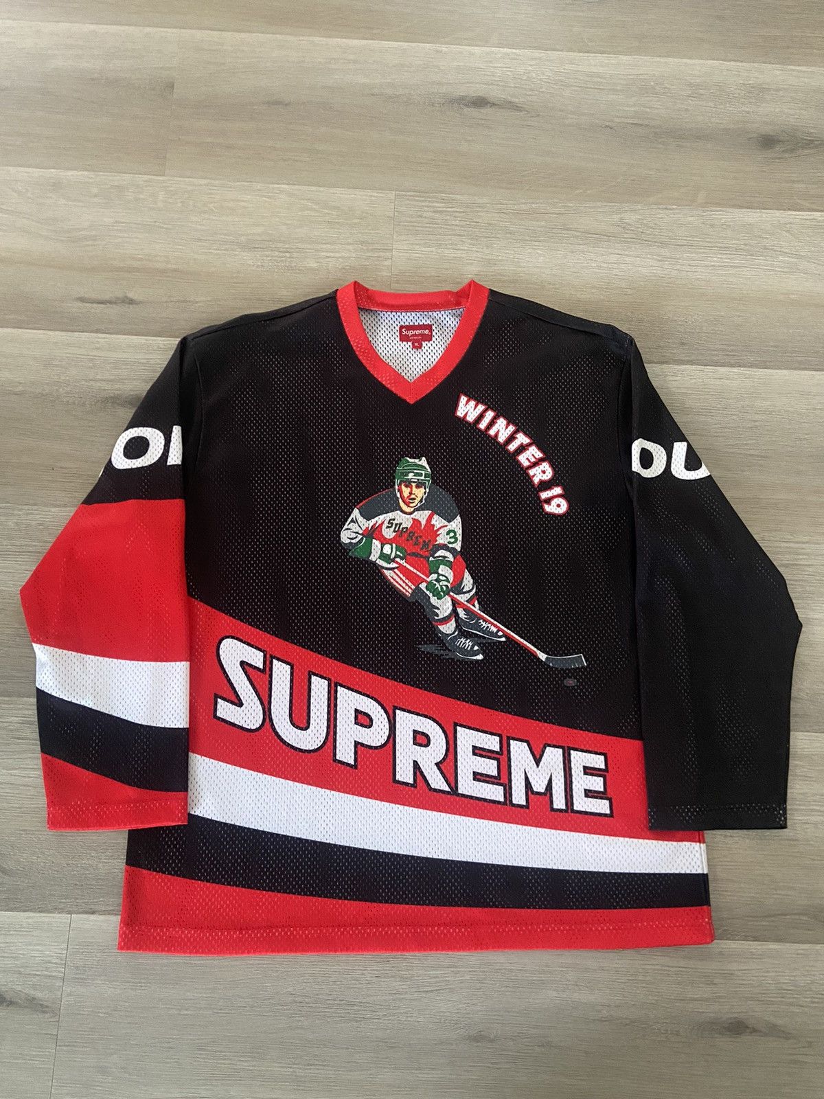 image of Supreme Crossover Hockey Jersey Fw19 in Black, Men's (Size XL)