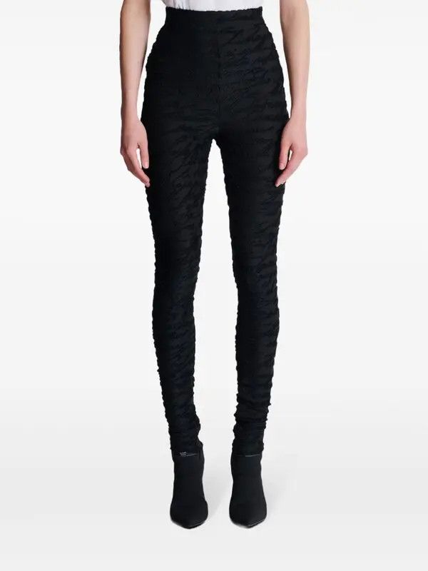 Balmain o1s1wg111225 Monogram-Jacquard Legging in Black Size 28" / US 6 / IT 42 - 2 Thumbnail