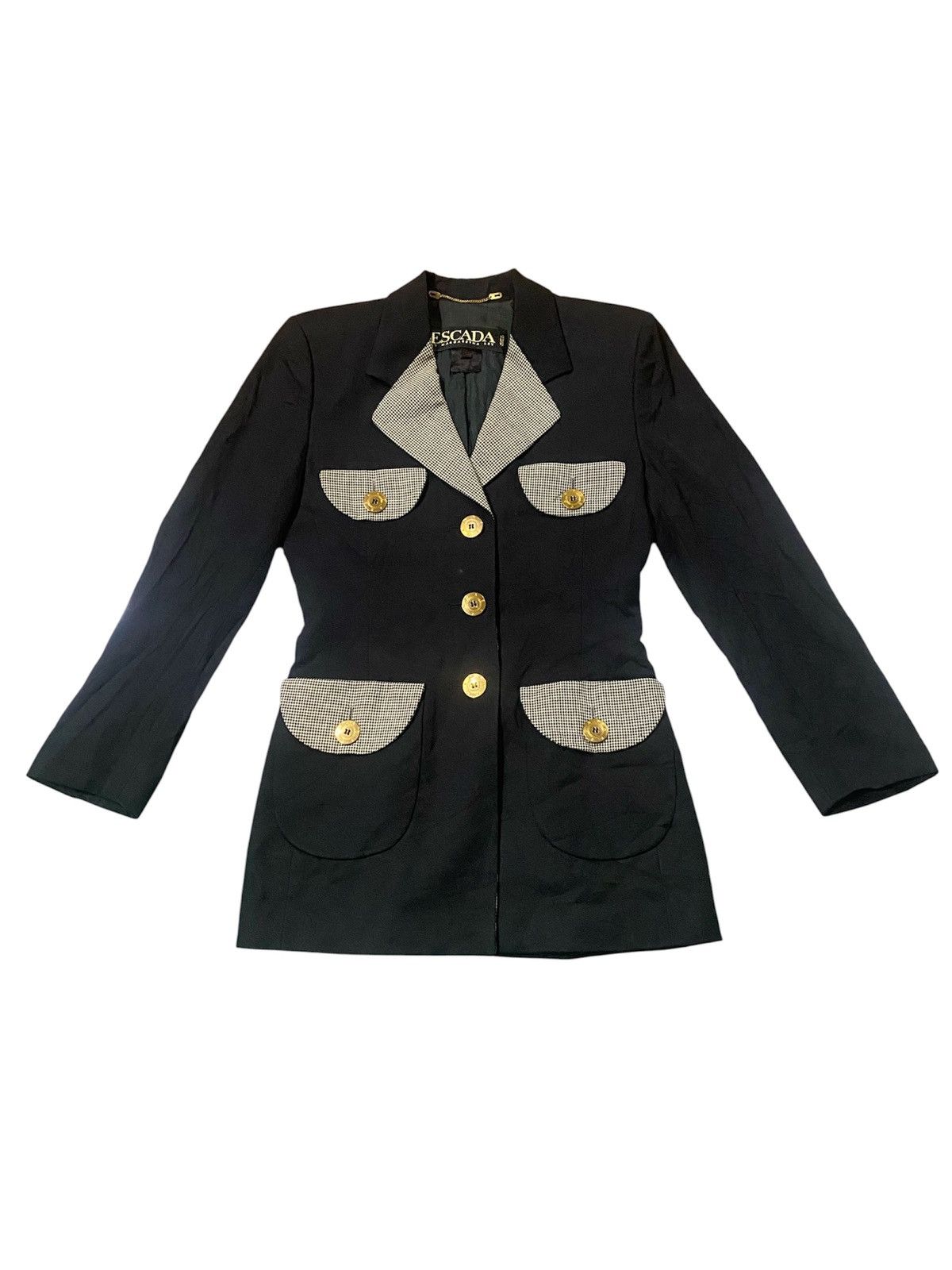 Escada Escada Houndstooth Patterned Lapels And Pocket Flaps Blazer Size XXS / US 00 / IT 34 - 1 Thumbnail